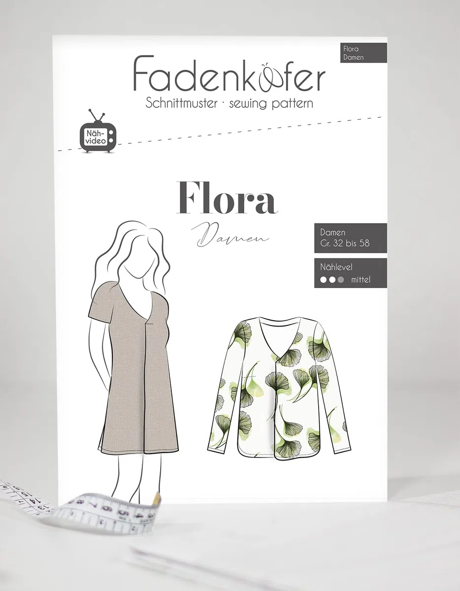 Schnittmuster und Nähanleitung - Bluse/Tunika Flora Damen 32 bis 58 weiß