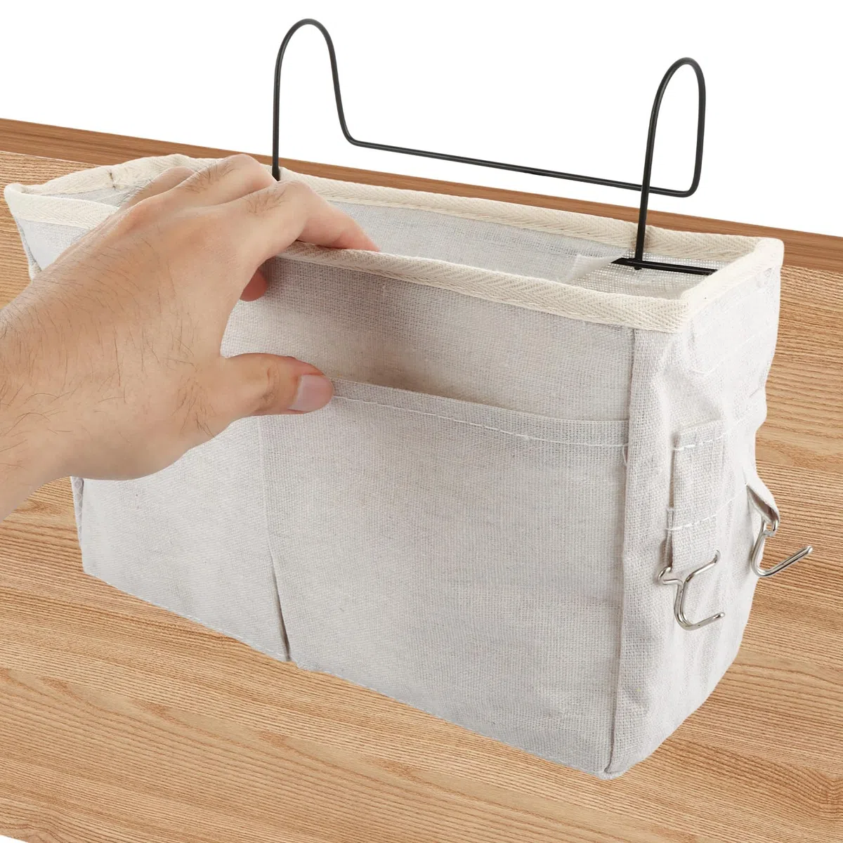 ASelected Bett Organizer zum Einhängen Betttasche zum Einhängen mit Drahtrahmen Schlafsaal Bett Organizer Multifunktionale Bett Tasche für Buch Magazin Handy Kopfhörer Bett Aufbewahrung