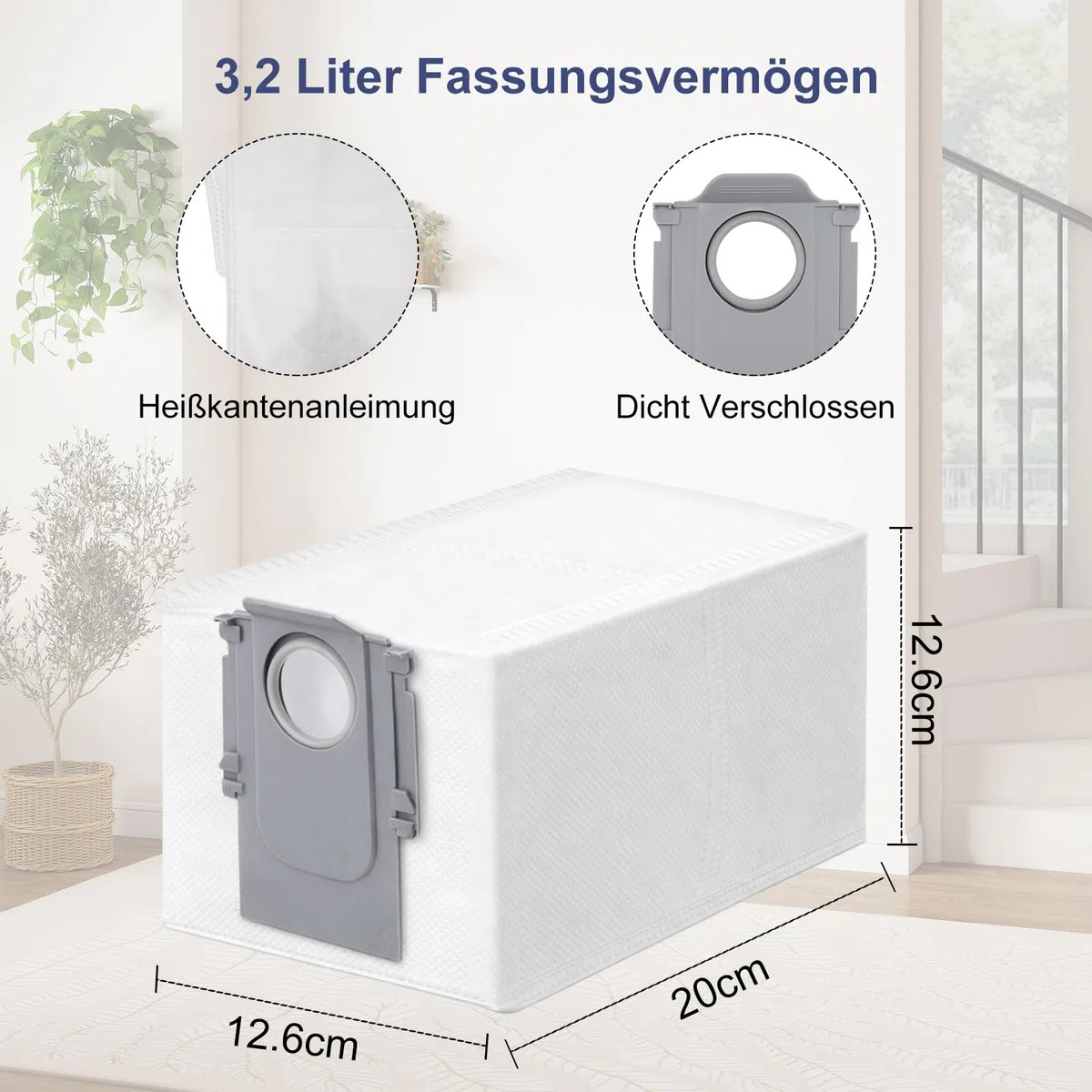 15 Stück Staubbeutel für Roborock QV 35A/QV 35S/S8 MaxV Ultra/Qrevo S Pro/Saros 10R/Q Revo/Qrevo S5V/Qrevo S/Qrevo Pro/Qrevo Master/Qrevo Slim/Qrevo Edge/Qrevo Curv Saugroboter, 3,2 Liter Zubehör