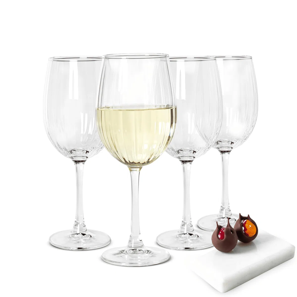 Sendez 4er Set Weingläser 460 ml – Elegante geriffelte Gläser, hochwertiges Glas, spülmaschinengeeignet – Perfekt für Rotwein, Weißwein & stilvolle Anlässe