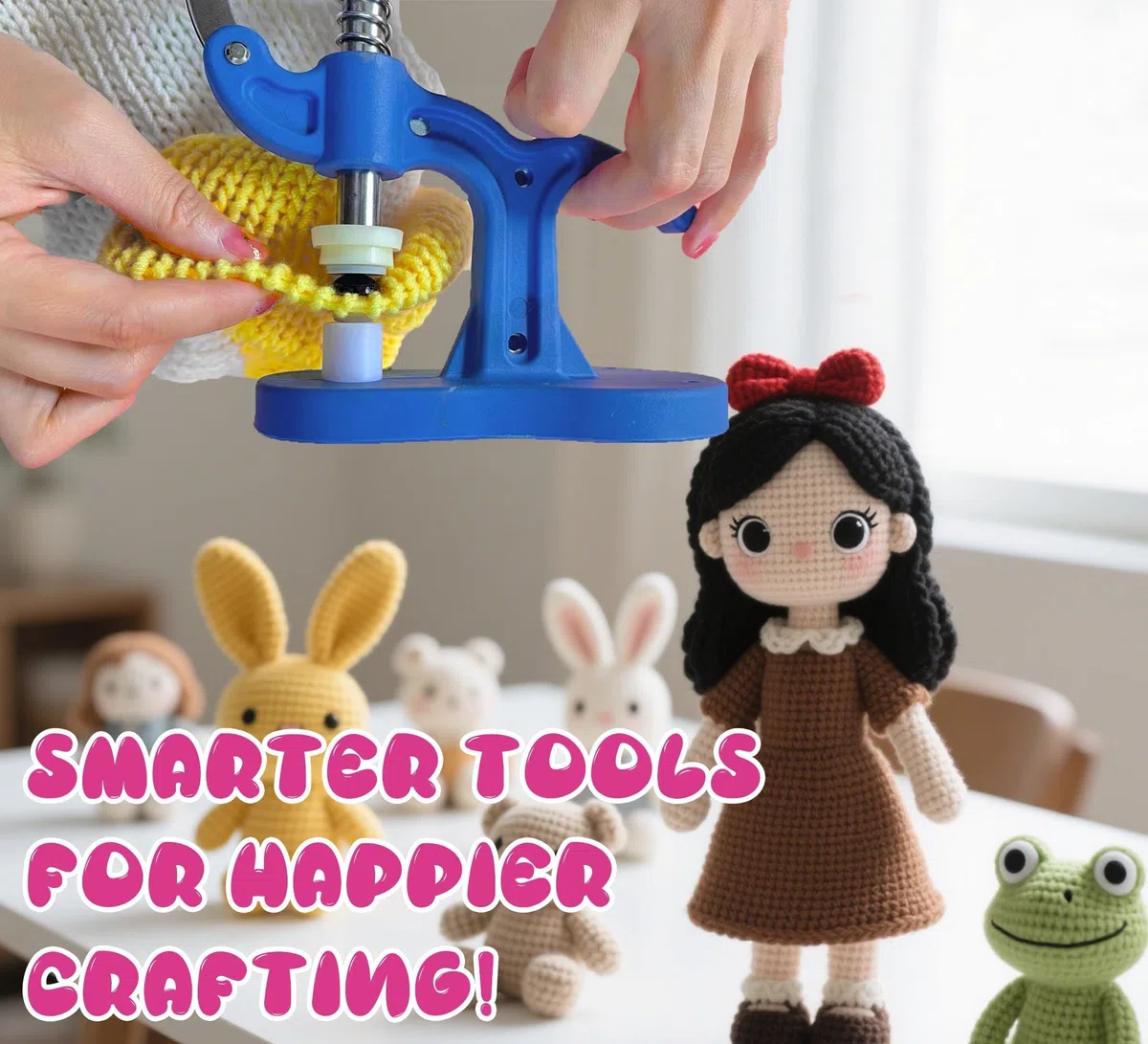 Montagewerkzeug für Sicherheitsaugen Häkeltiere, Amigurumi Augen Tool für Knopfaugen & Steckaugen 5 – 45mm, Sicherheitsaugen Zange zum Anbringen von Häkel Augen, DIY Puppenaugen & Kuscheltier