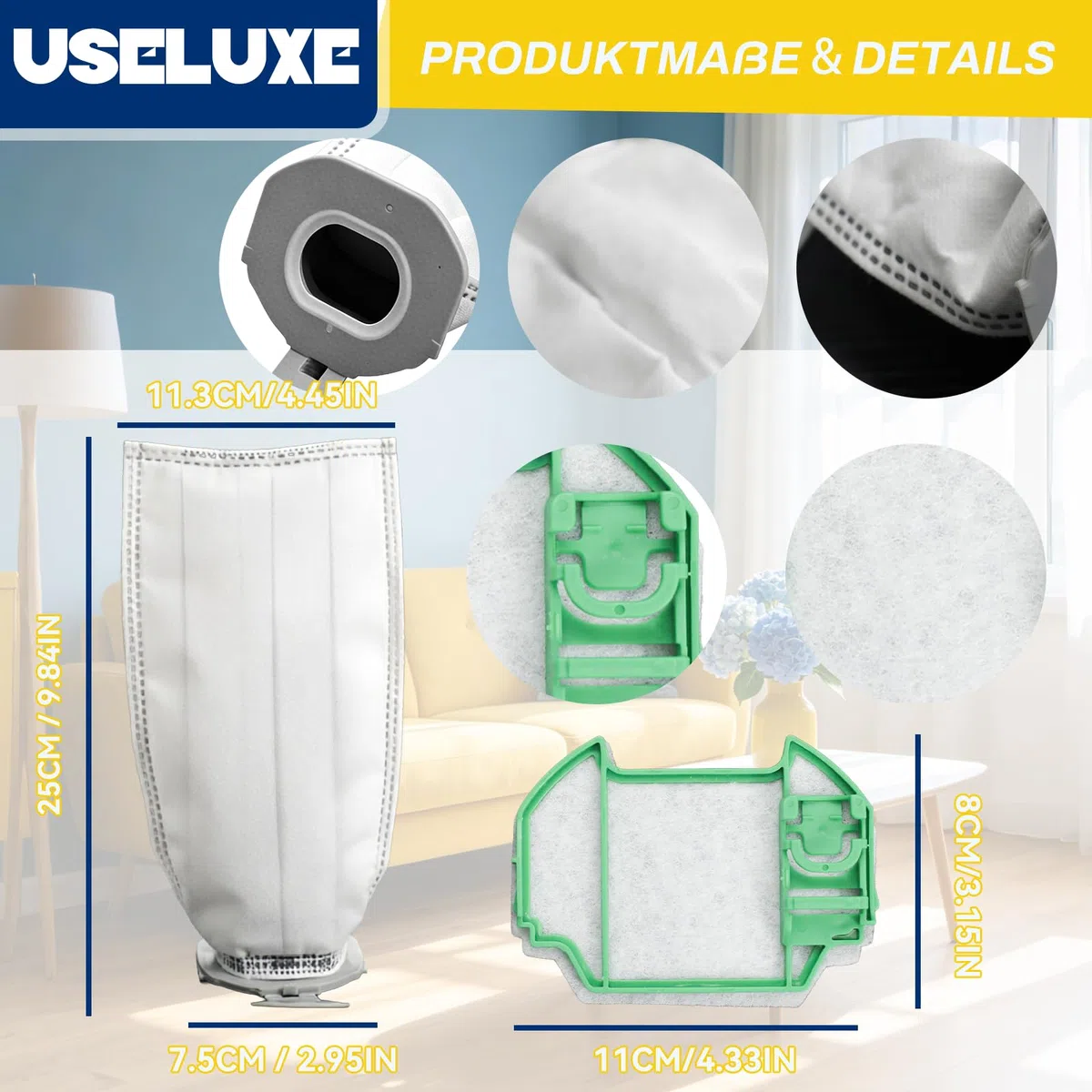 15 Staubsaugerbeutel kompatibel mit Vorwerk Kobold VK7 und FP7 Premium Filtertüten Set mit 3 Filtern, Duftchip und Reinigungsbürste, Alles-in-einem Set für saubere Reinigung und praktische Pflege