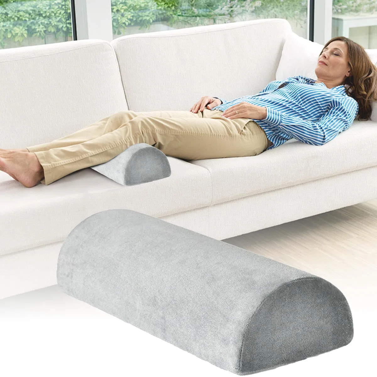Memory Foam Kissen, orthopädische Nackenrolle, Beinhochlagerungskissen unter dem Knie, Rücken, Beine, Seitenschläfer, postoperative Fußstütze, Lendenwirbelsäule, 41,9 x 18 x 9,9