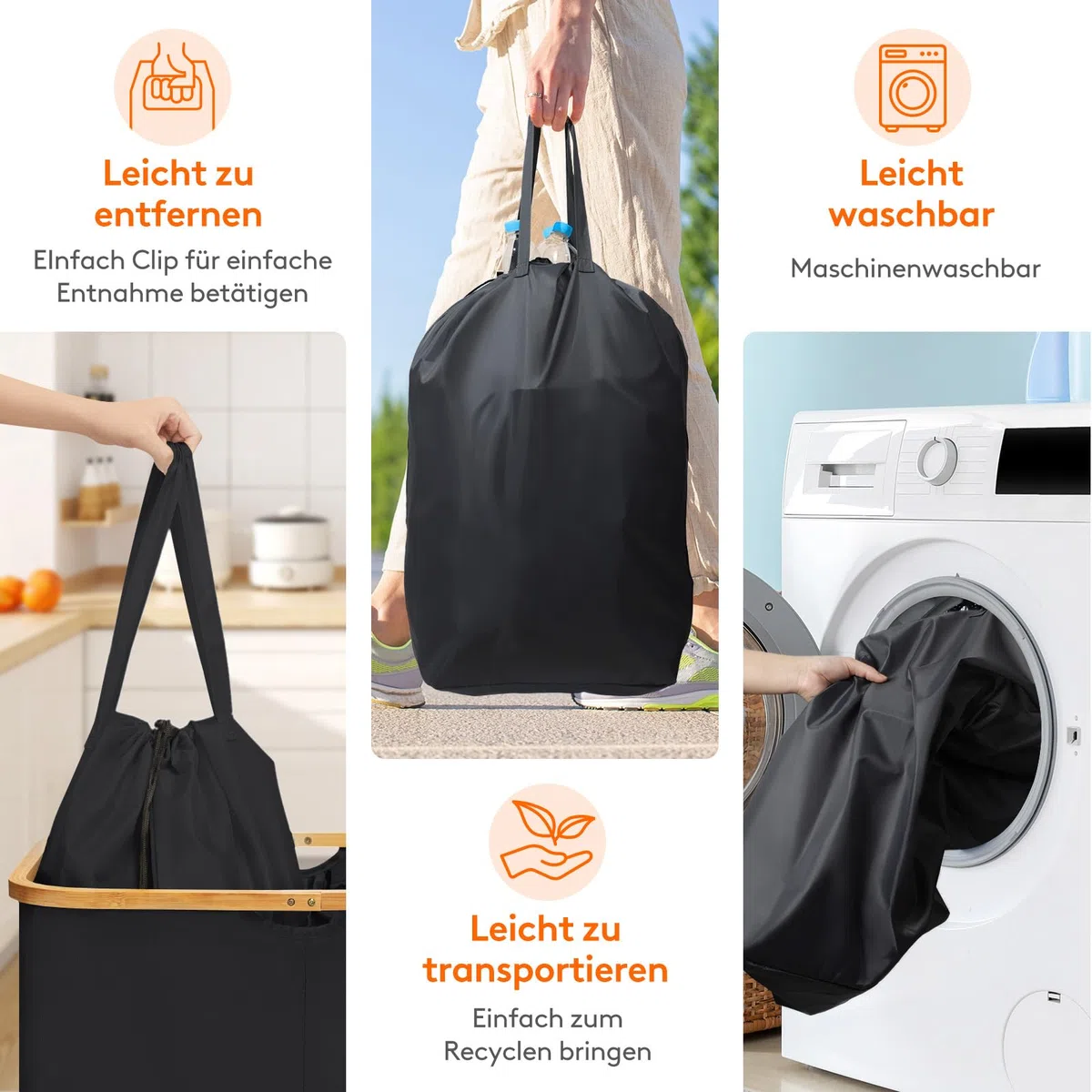 Lifewit 120L Pfandflaschen Sammelbehälter 2 fächer mit Deckel, Groß Pfandflaschen Behälter 2 Tragetasche für ErhaltenFlaschensammler eignet sich für Küche, Küche Abstellraum Flaschentasche, Schwarz