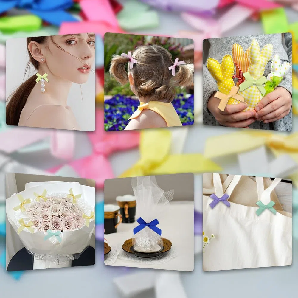 100 Stücke Basteln Schleifen 2.5 cm Mini Kleine Schleifen zum Basteln Mini Schleifen zum Basteln Schleifen Bunt für Weihnachts und Geburtstagsfeiern Karten, Schleifenhüte, Geschenke