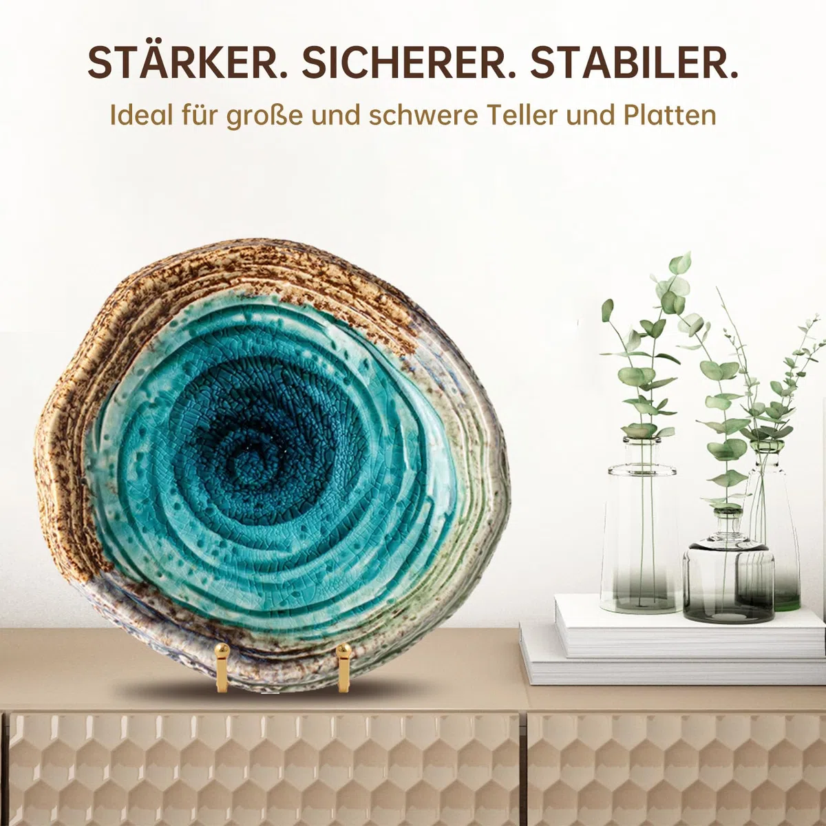 Staffelei Aufsteller Teller Ständer Metall - Tellerständer Groß - Deko Tellerhalter - Dekoteller Halterung - Eisen Staffelei fuer Buch | Foto | Bilderrahmen | Gedenktafel - Gold - 2 Stück - 25 cm