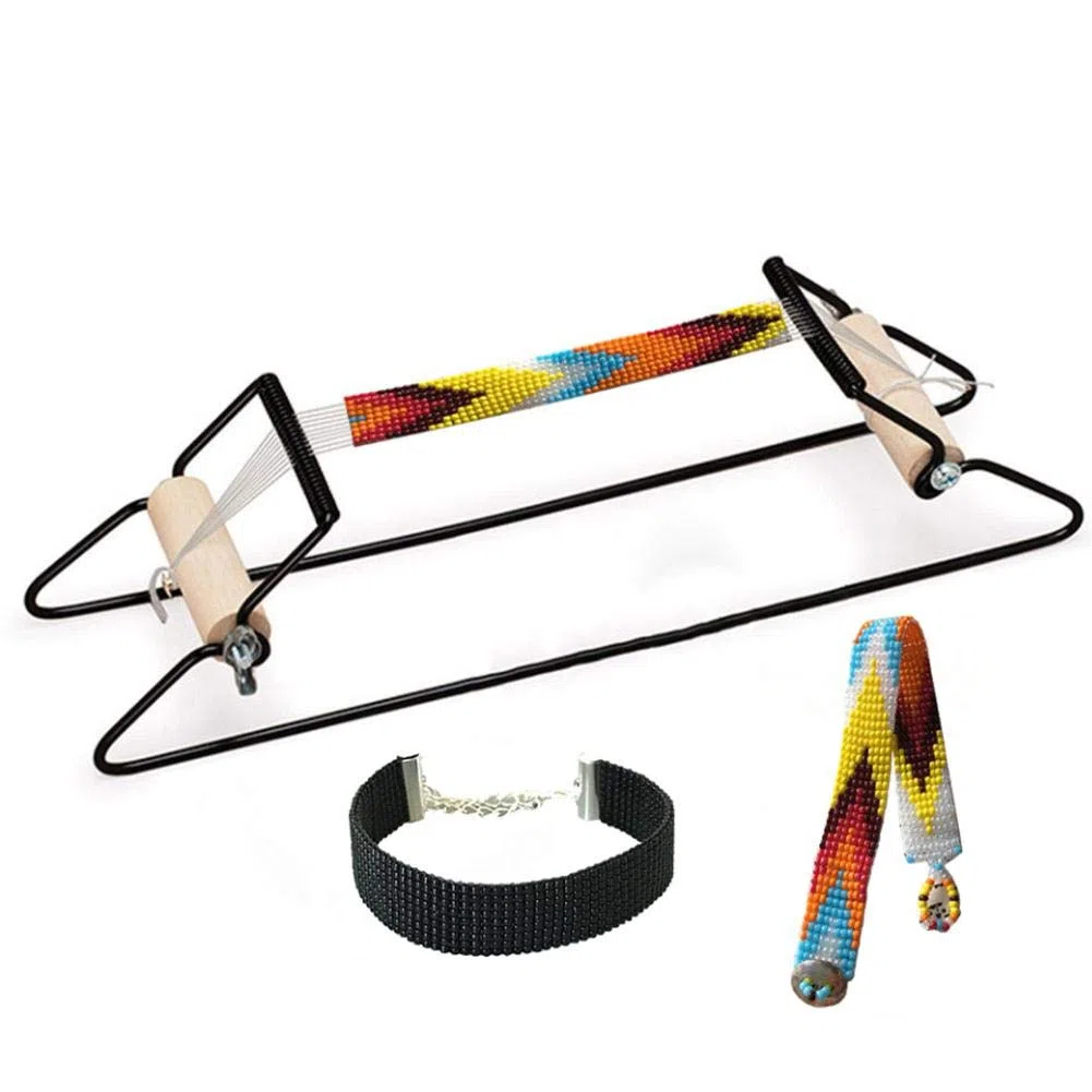 Perlen-Webstuhl, aus Holz und Edelstahl, robust und leicht, zum Weben von Armbändern, Halsketten