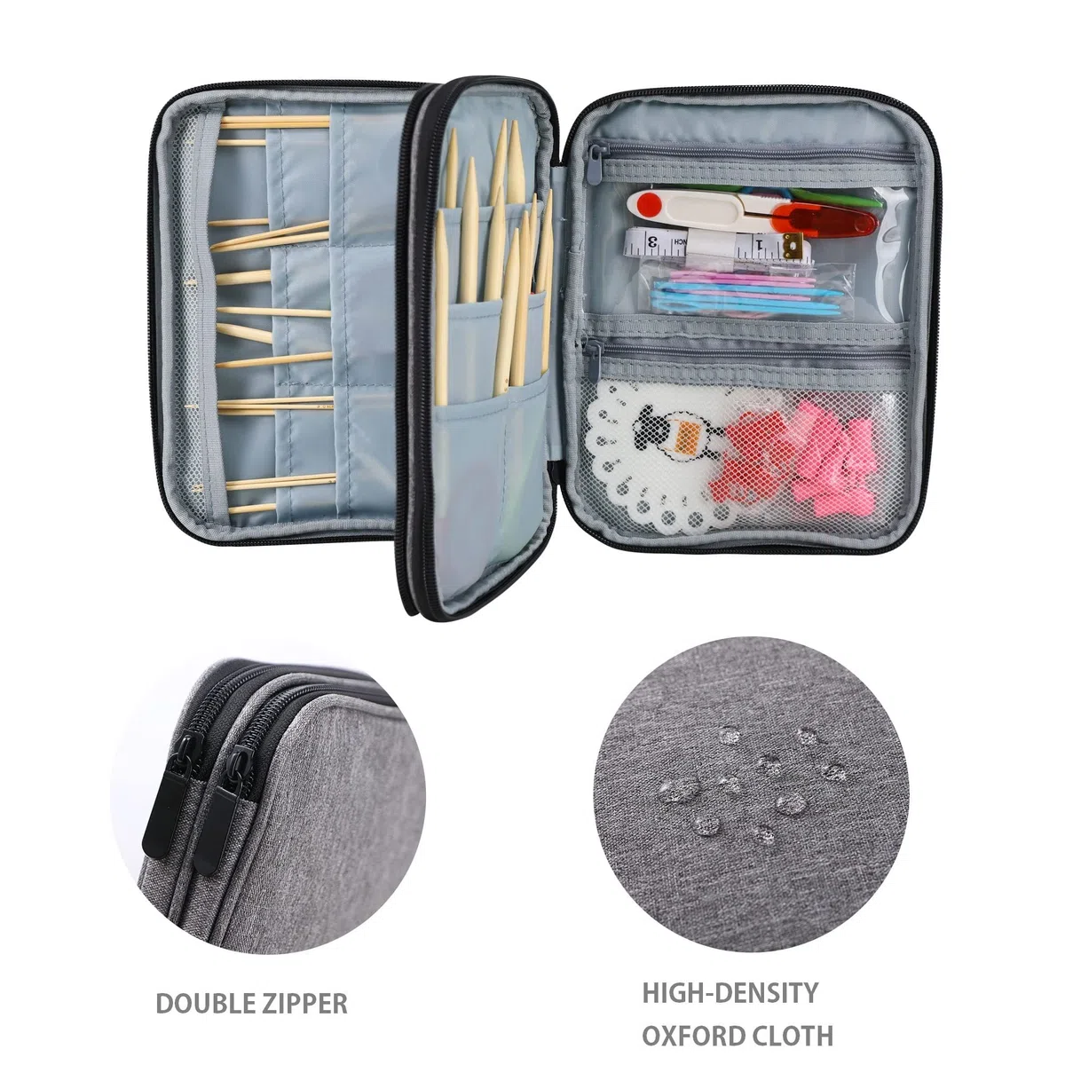 LOOEN Stricknadeln Tasche,Organizer Tasche für Rundstricknadeln, 23.6 Zoll Stricknadeln und anderes Zubehör, Aufbewahrungs Organizer(Keine Zubehör enthalten)
