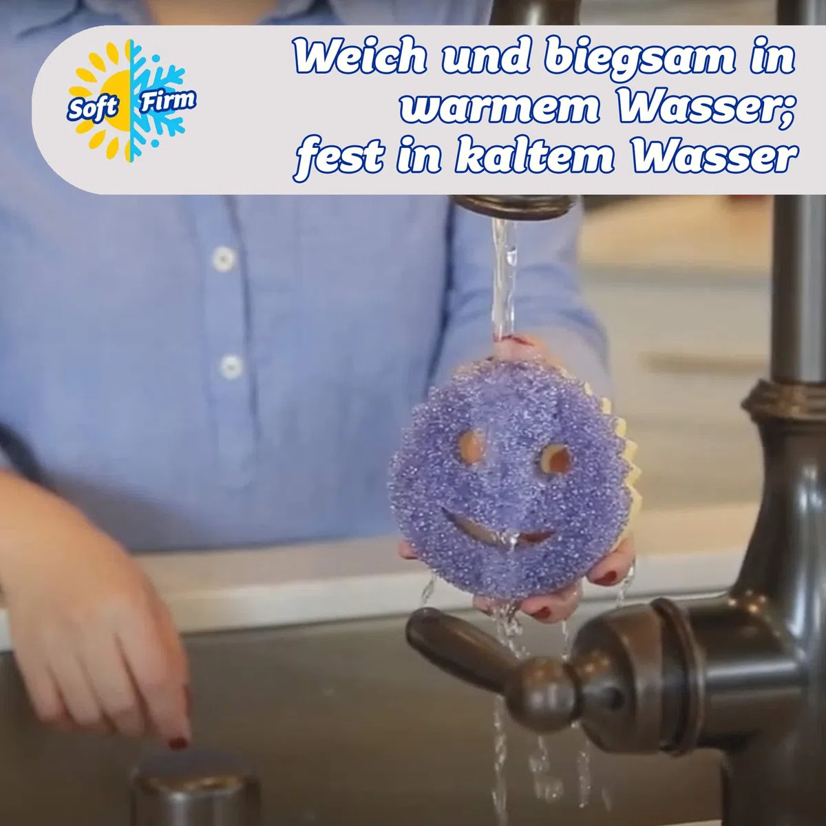 Scrub Daddy Scrub Mommy Putzschwamm, Topfreiniger Küchenschwämme, Putzmittel mit Texturveränderung, kratzfreier Spülschwamm, geruchsresistenter Smiley Schwamm, Geschirrschwamm - 4er Pack Assortiert