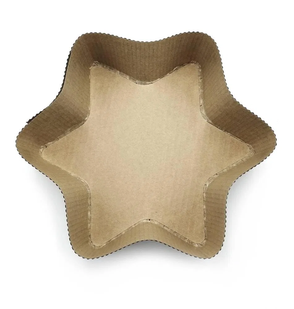 Weihnachtsstern Einwegform, 10 Formen Stern 26 x 6 cm, Backpapier, beige