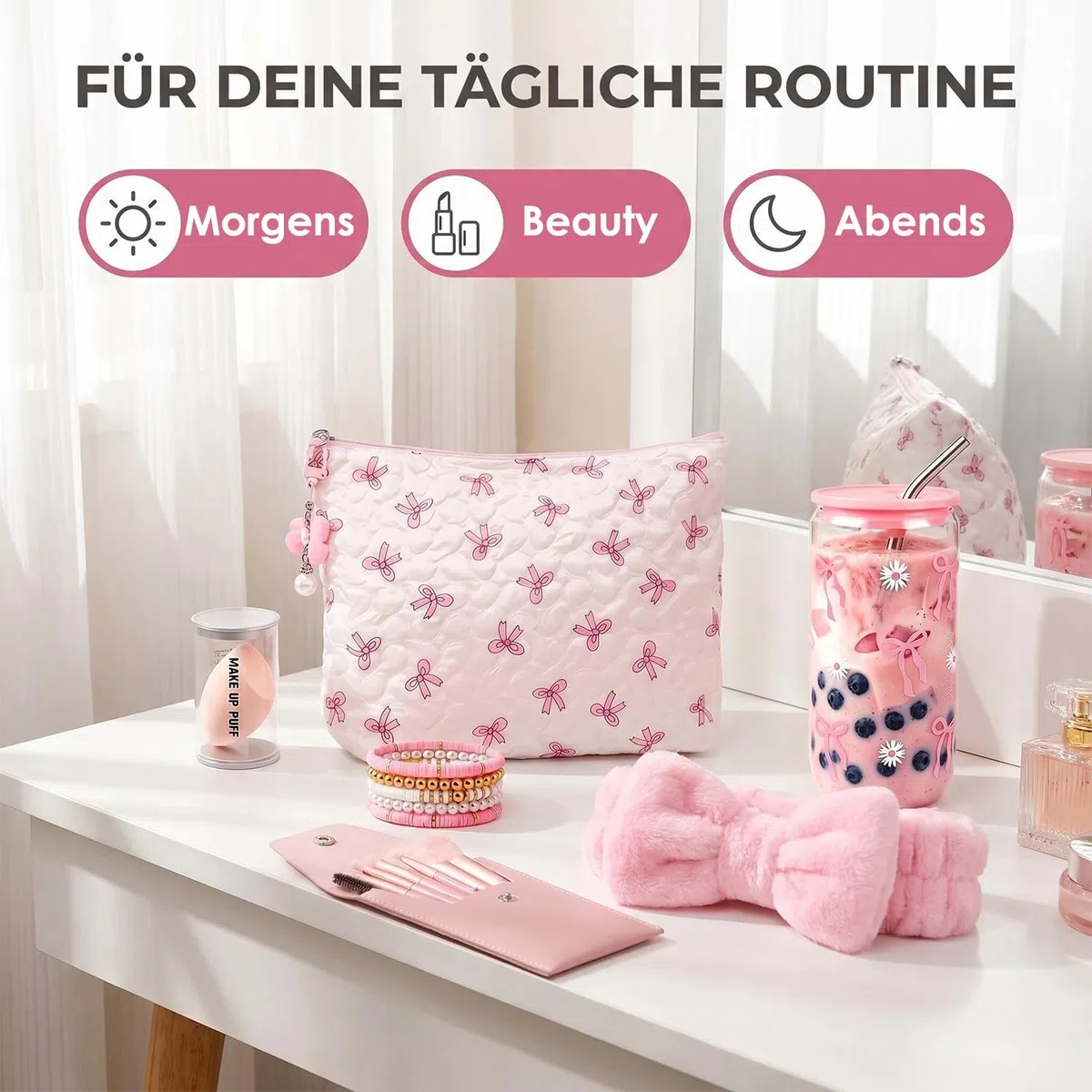Geschenke für Mädchen, Geburtstagsgeschenk für 9 10 11 12 13 14 15 16 17 18 Jährige Mädchen Teenager mit Kosmetiktasche, Glas, Socken, Haarband, Pinselset Geschenkidee für Freundin Schwester