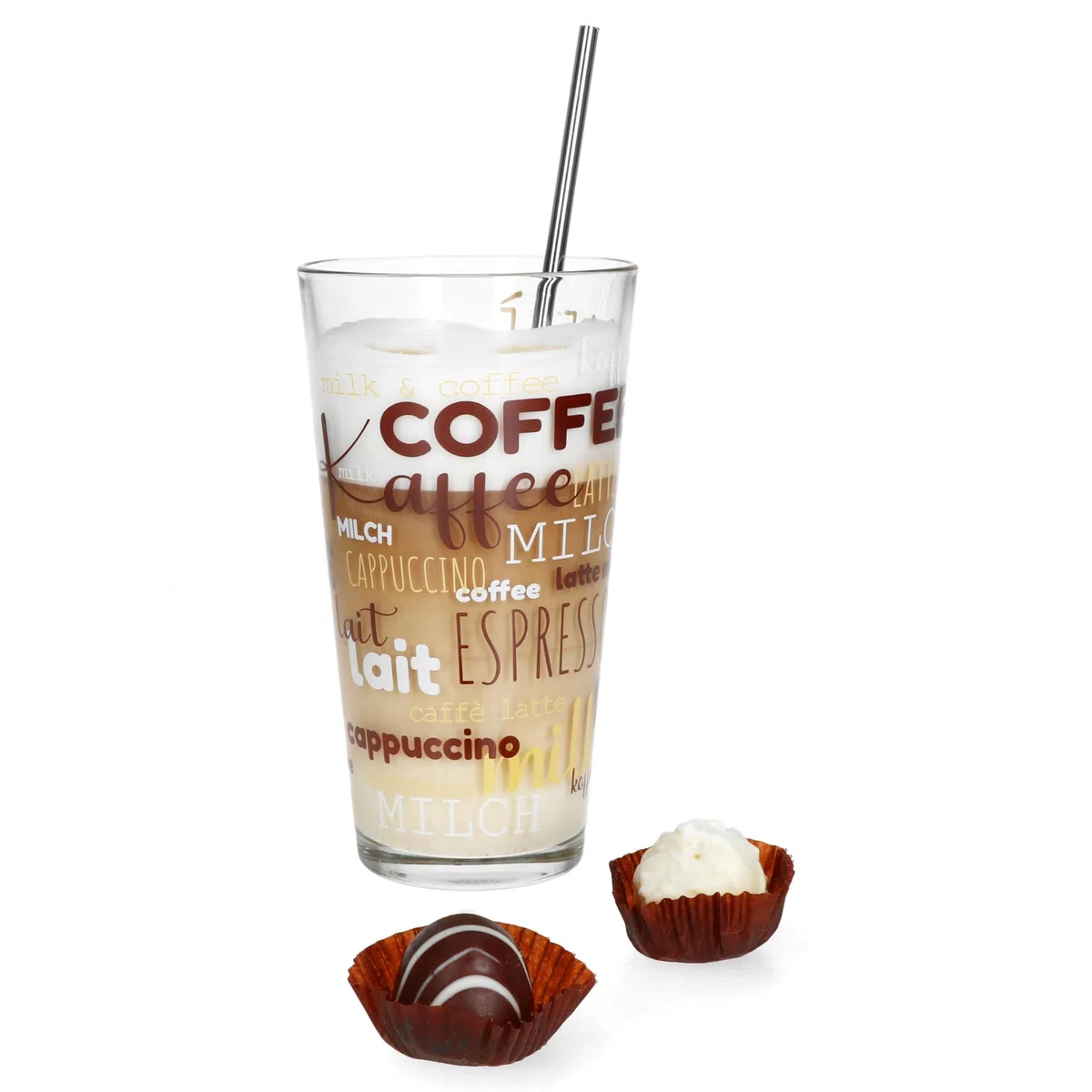 MamboCat 6er Set Candy Latte Macchiato Gläser mit Schrift-Dekor I 380 ml I stapelbare Kaffee-Gläser für EIS-Kaffee, Cafe au Lait, Frappé & Co.