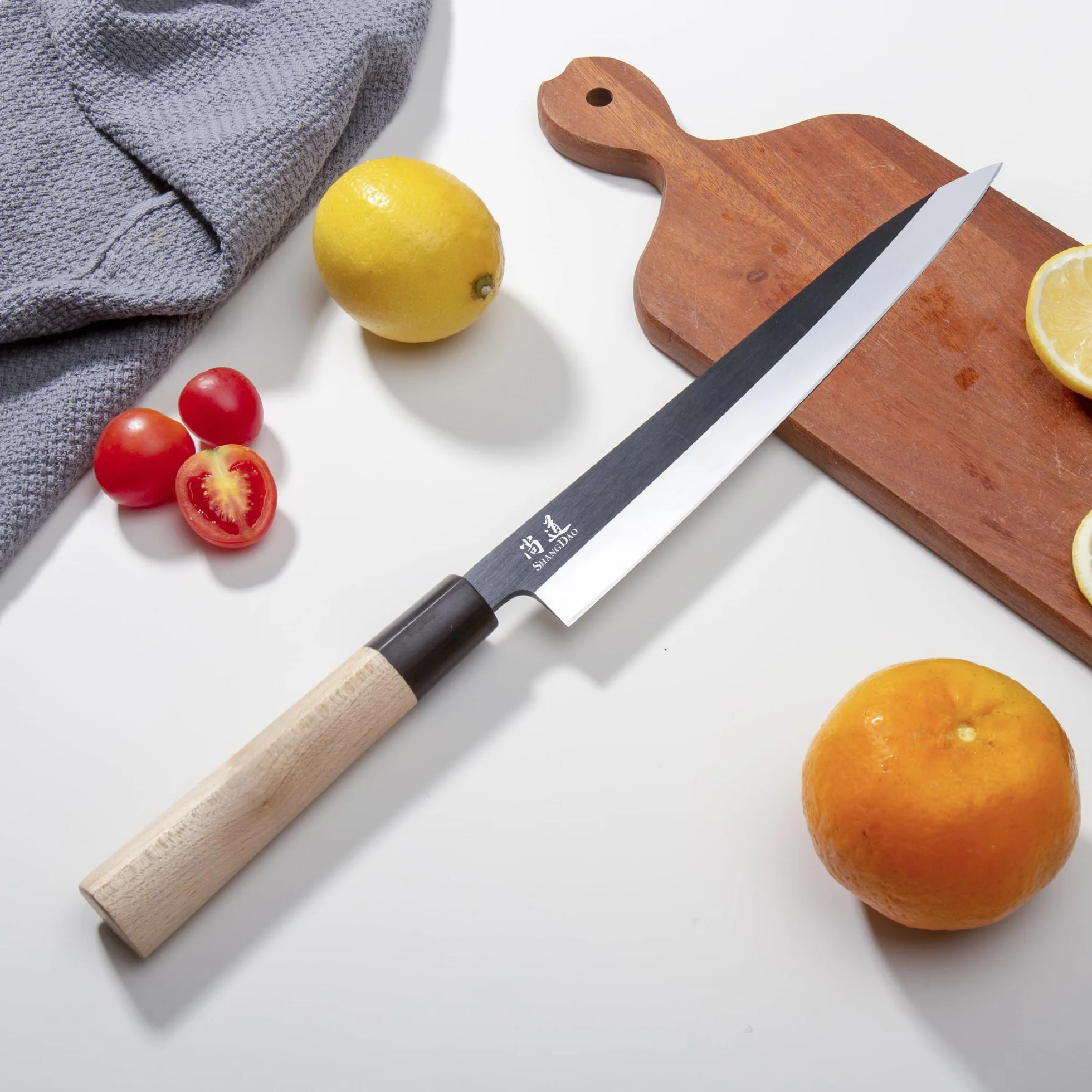 SHANGDAO Sashimi-Sushi-Messer 25 cm – Fleischschneidemesser und Yanagiba-Messer, Fischfiletieren und -schneiden – deutscher Stahl und traditioneller Holzgriff, Geschenkbox