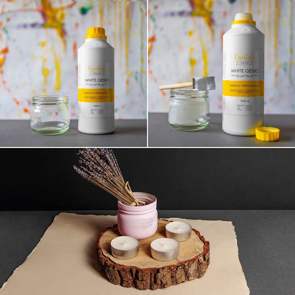 Creative Deco Professionell Weiße Gesso | 1L | Farbzusätze für Acrylmalerei Acryl-Farben Grundierung für Malerei | Ideal Primer für Öl-Farben, Pouring, Decoupage, Finnabair, Malfarbe | Grundfarbe-n
