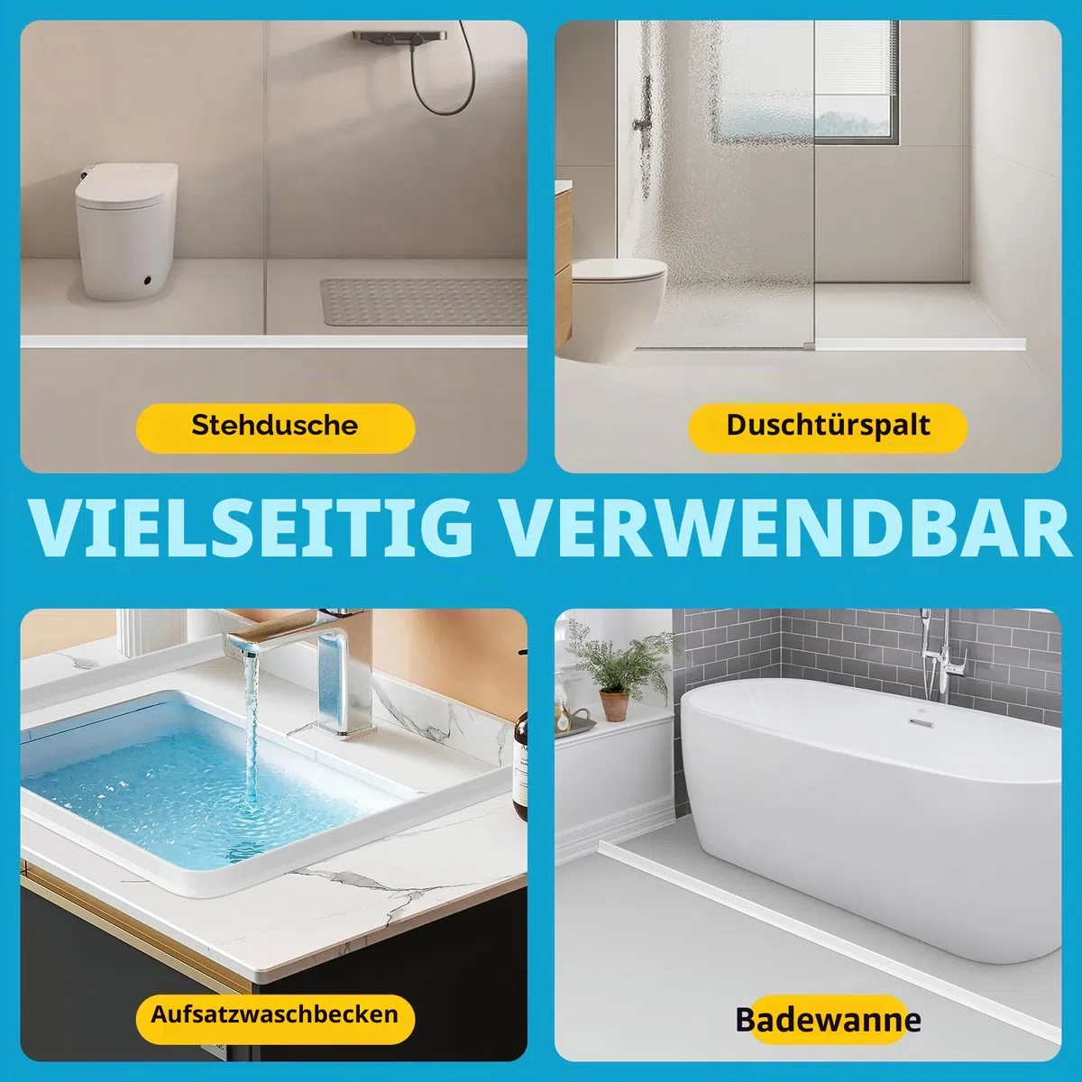 1m Schwallschutzleiste Dusche Selbstklebend, Flexibel Silikon Selbstklebend Wasserstopper Dusche Boden, Schwallschutz Nass-und Trocken-Trennung Duschleiste Boden, für im Bad,Küchenspüle