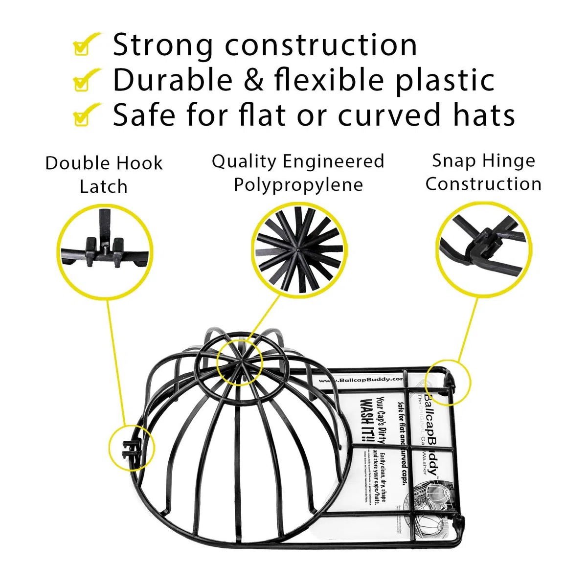BallcapBuddy Hat Washer Hat Cleaner for Baseball Caps for Washing Machine or Dishwasher, for Flat & Curved Hats