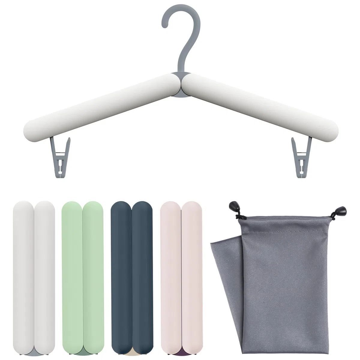 Reisebügel faltbar (4er Set) mit Aufbewahrungstasche – Platzsparende Kleiderbügel aus ABS-Kunststoff für Kreuzfahrt, Koffer & Zuhause (4 Farben)