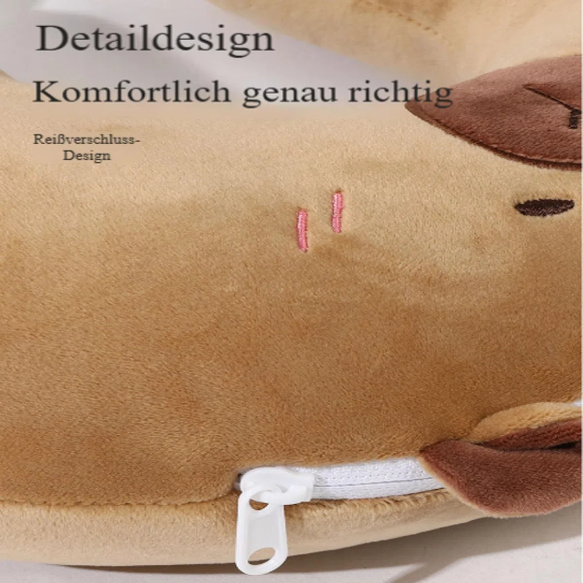 Capybara Nackenkissen, Kinder Reisekissen mit Capybara-Plüschtier, 2-in-1 Verwandlungsfähiges Wasserschweine U-förmiges Nackenhörnchen und Kuscheltier, für Auto Zug Büro Flugzeug (2-in-1 Plüsch-U)