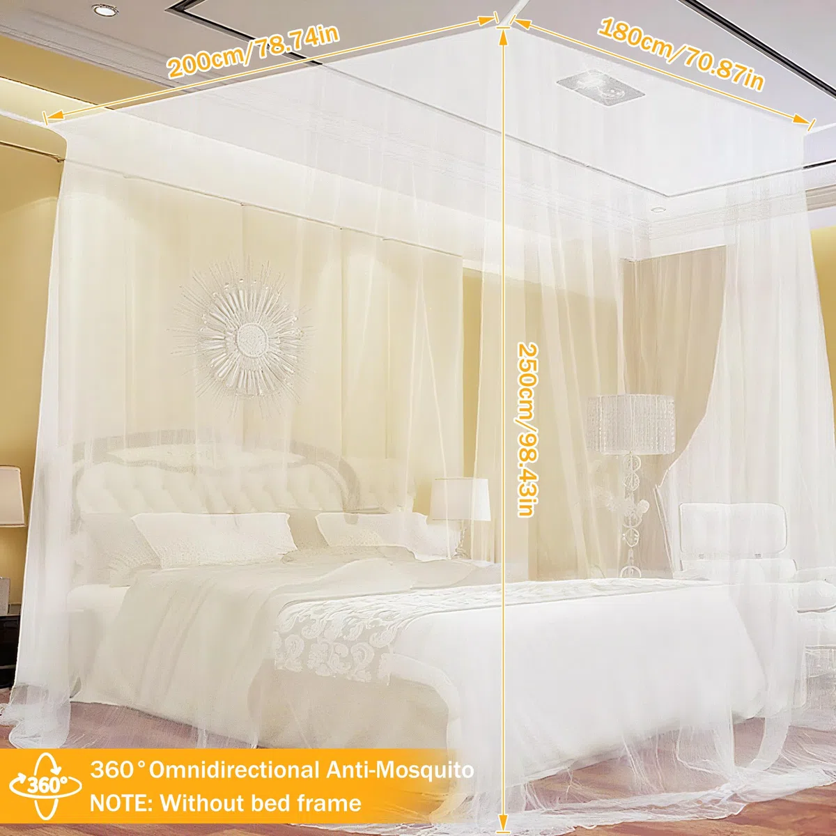 Moskitonetz Doppelbett und Einzelbett, Moskitonetze für Doppelbett und Einzel Bett Mückenschutz Moskitonetz Reise Hause Angemessen für den Innen-und Außenbereich (180 * 200 * 250cm)