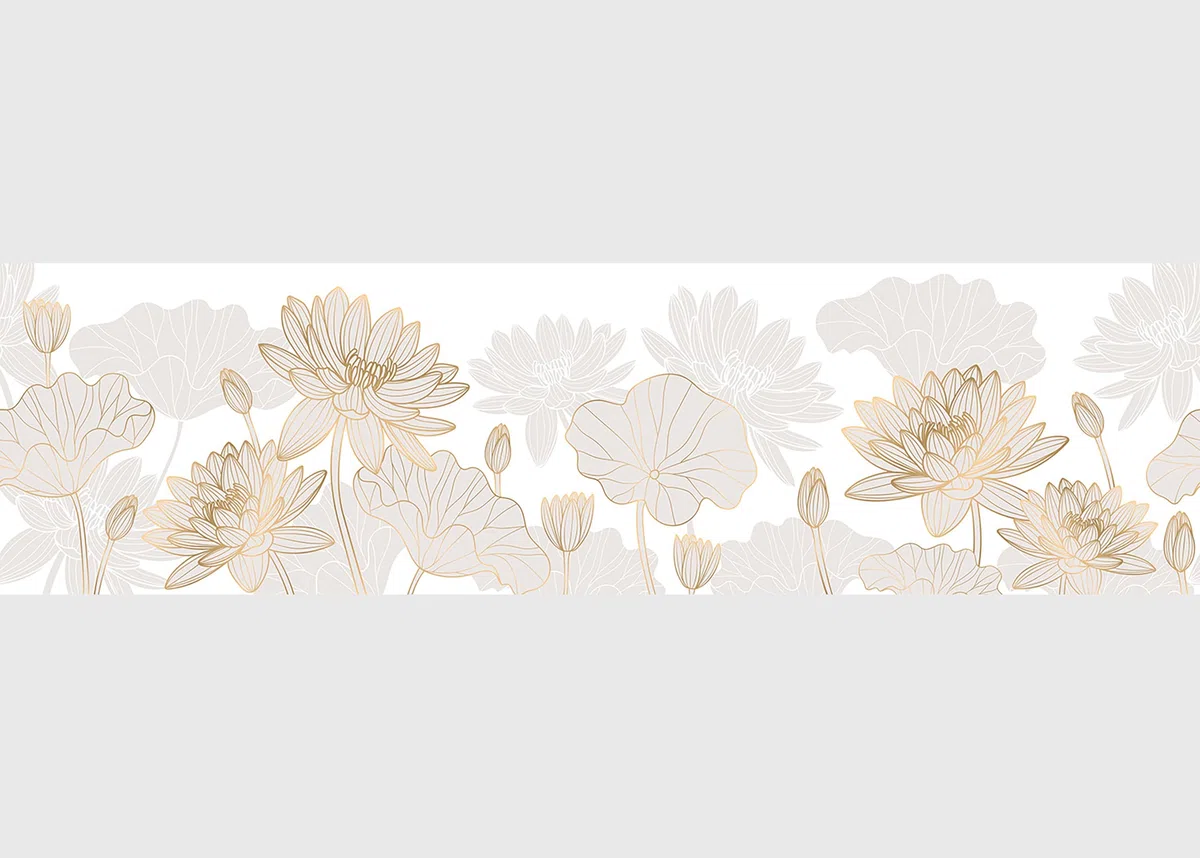 AG Design Selbstklebende Bordüre Goldene Blumen, AWB 8438 | Wasserfest Dekoration für Wände, Möbel, Tapeten, Wandverkleidungen und Türen, Folie, Mehrfarbig | Breite 500 cm x Höhe 13.8 cm