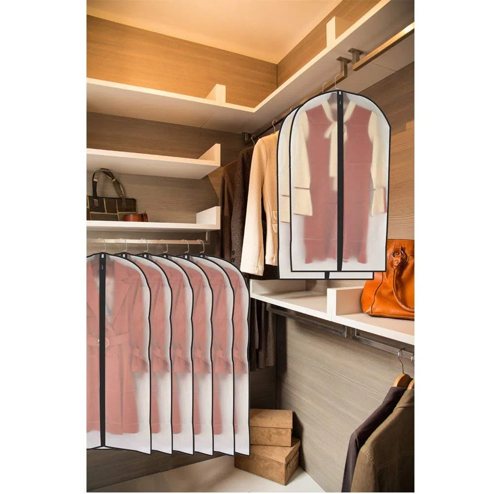 HomeClean Mottenfeste Kleidersäcke 60cm x120cm (6er Packung) Schwarze, atmungsaktive, durchsichtige Kleidersäcke mit durchgehendem Reißverschluss und Zedernkugeln für die Wintermäntel