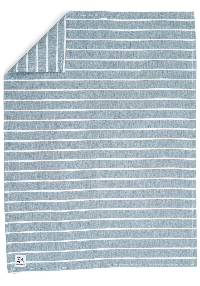 DaWo 5er-Set Geschirrtücher/Küchentücher aus 100% Baumwolle mit Aufhänger | Öko-Tex Standard | weitere Farben erhältlich | 50x70 cm | stark mit 200g/m2 (Petrol (Streifen positiv))