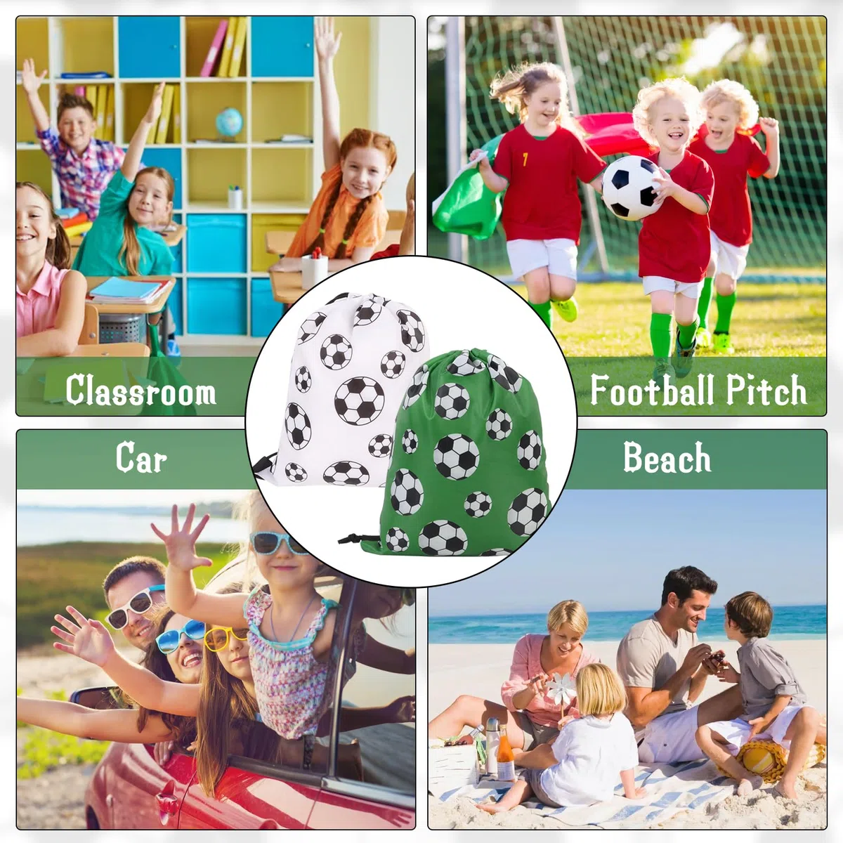 6PCS Fußball Kordelzug Packsack für Euro Cup,Draw String Tasche für Kinder,Fußball Club Supplies Giveaway Taschen,World Cup Kinder Sport Rucksack Schulter Tasche Veranstalter,Fußball-Party Geschenk