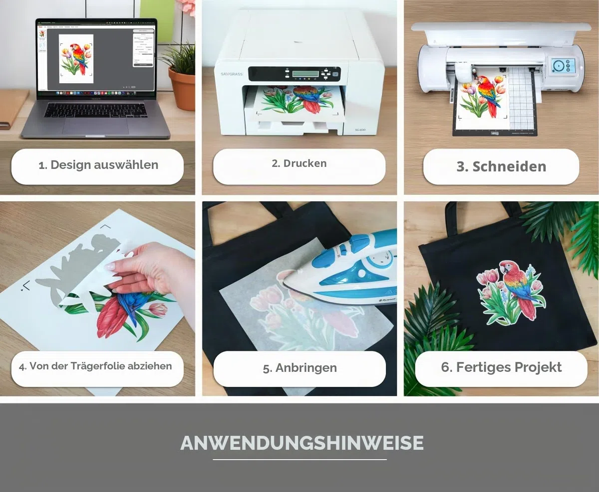 Siser Easy Subli Packung 5+5,thermo-transferierbare, mit Sublimationstinten bedruckbare Folie für helle und dunkle Textilien, 5 Blatt Easy Subli im A4-Format und 5 Blatt Application Tape im A4-Format
