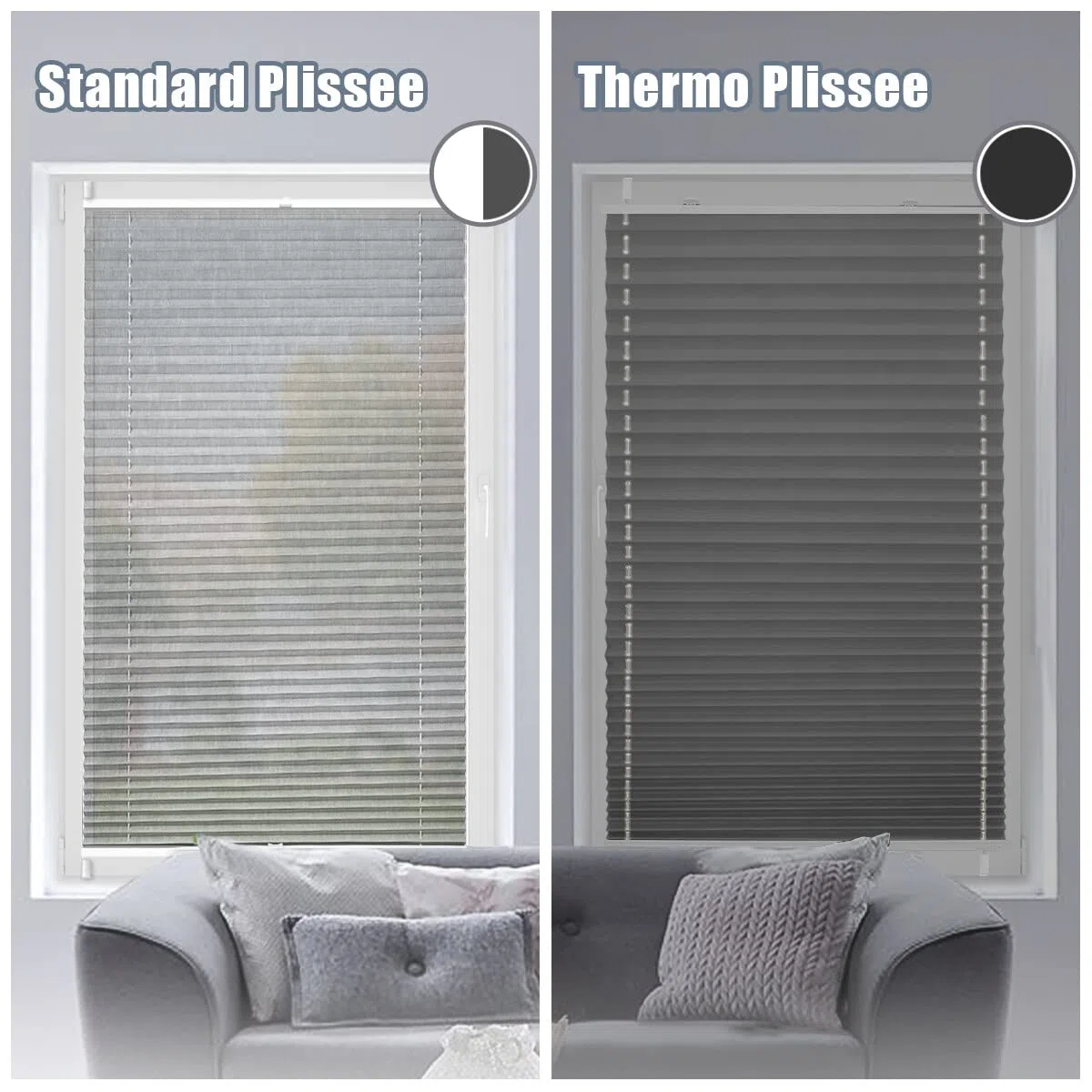 bobodeco Plissee ohne Bohren Verdunkelung Klemmfix, Grau 50x200 cm(BxH) Verdunklungsplissee Thermo Plissees 100% Verdunkelnd & lichtundurchlässig Plisseerollo für Fenster & Tür