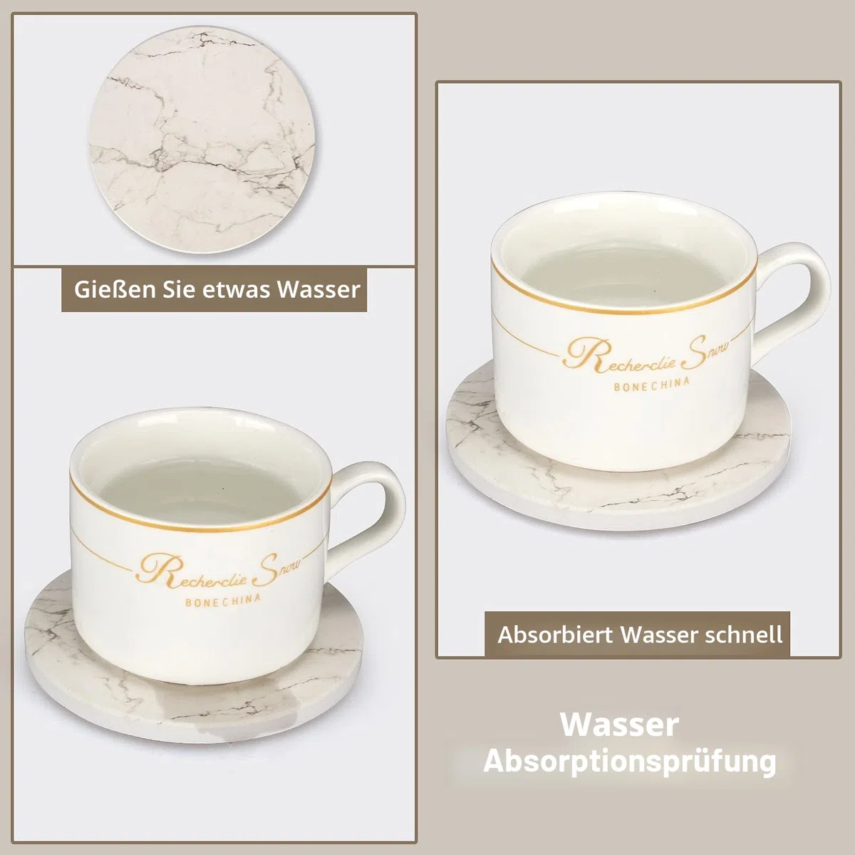 6 Stück Marmor Untersetzer Gläser mit Halter Keramik Getränkeuntersetzer Glas Untersetzer-Set Tischuntersetzer für Couchtisch Deko Stein Tassenuntersetzer Coasters for Home Decoration Kaffeetersetzer