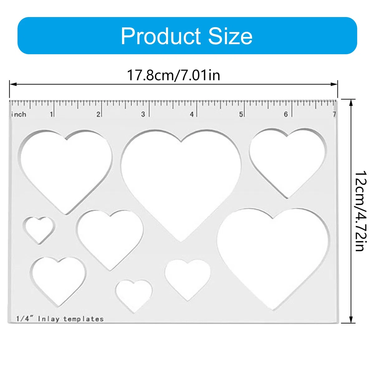 Dreiecks- oder Herz-Inlay-Vorlage in verschiedenen Größen, transparente Acryl-Schablone für Holzbearbeitungsbegeisterte und professionelle Inlay-Vorlage