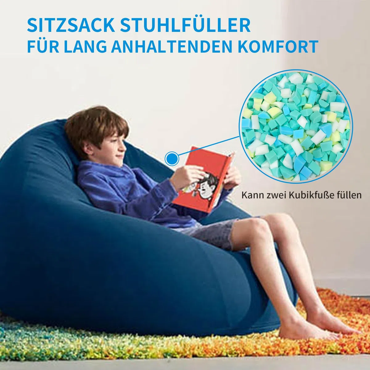 2.2KG Memory-Schaumstofffüllung für Sitzsackfüller, Kissen Stuhl Kissen Hundebett Nachfüllung, ohne zusätzliche Gel Partikel, Premium weich und großartig für Kissen Füllung, Multi Farbe und Form