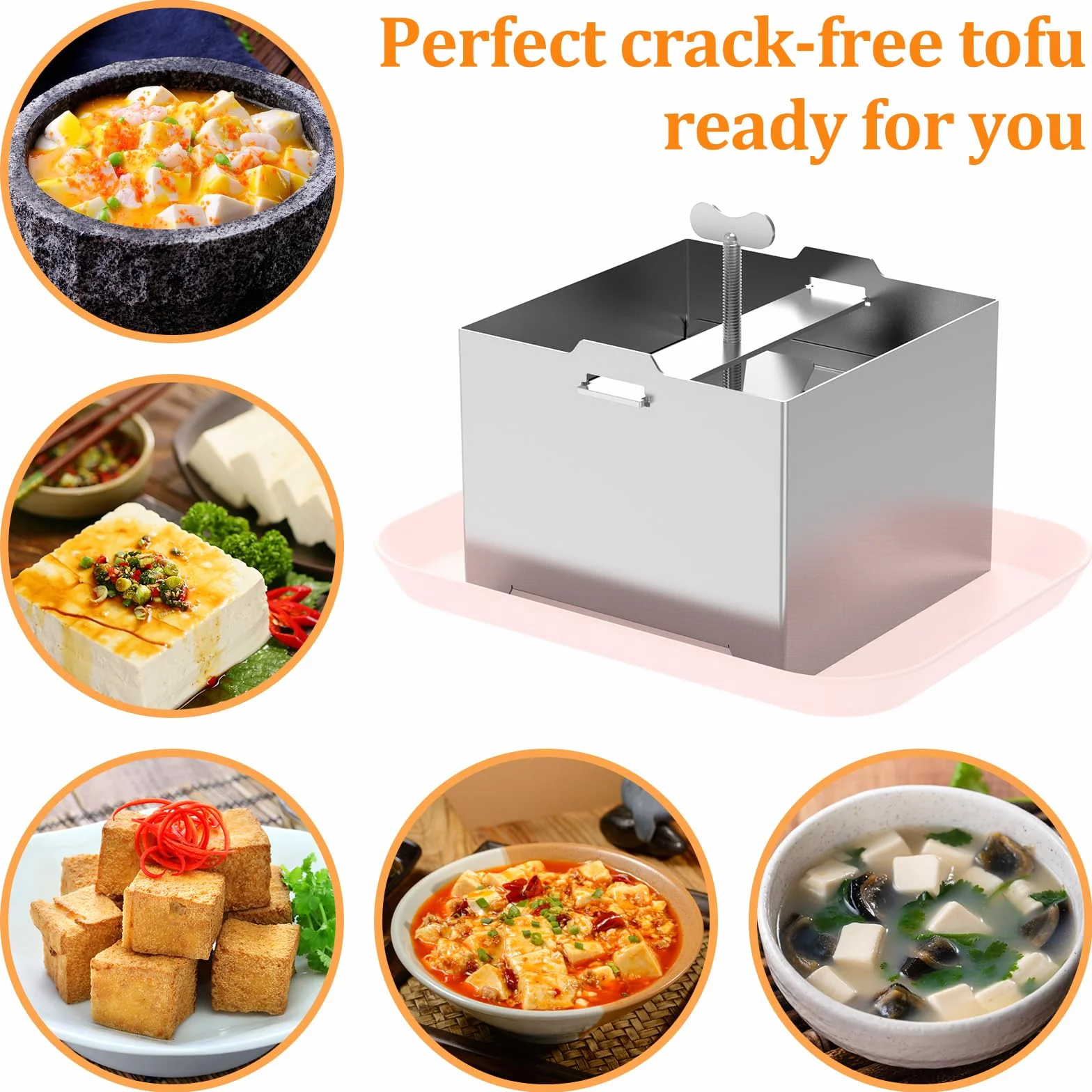 Tofupresse Edelstahl 500g Paneer Maker Druckregulierung mit 1 Schale 1 Käsetuch für Hausgemachten Tofu Paneer Käse(500g)