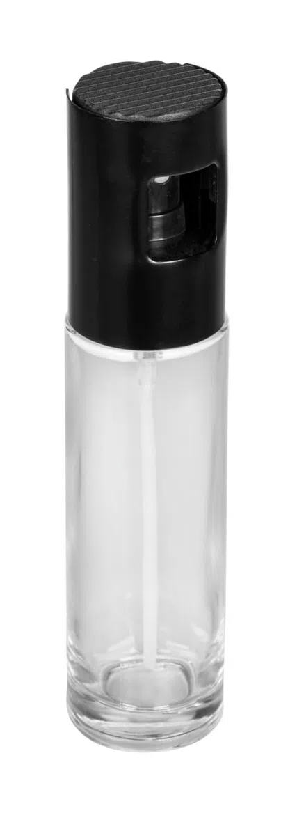 WENKO Sprüher für Essig und Öl Mod. Nevo 2er Set, Glasbehälter à 100 ml, Sprühkopf aus Edelstahl, Kunststoff-Pumpknopf, (B/T x H): je Ø 4 x 17 cm, Schwarz