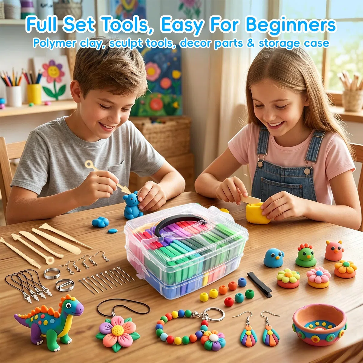 Flintronic Polymer Clay Set, 50 Farben Clay Kit Modelliermasse Ofenhärtend mit Bildhauerwerkzeugen und Zubehör, Creative DIY, Schmuck Design, Home Decoration, Geschenk für Kinder Erwachsene