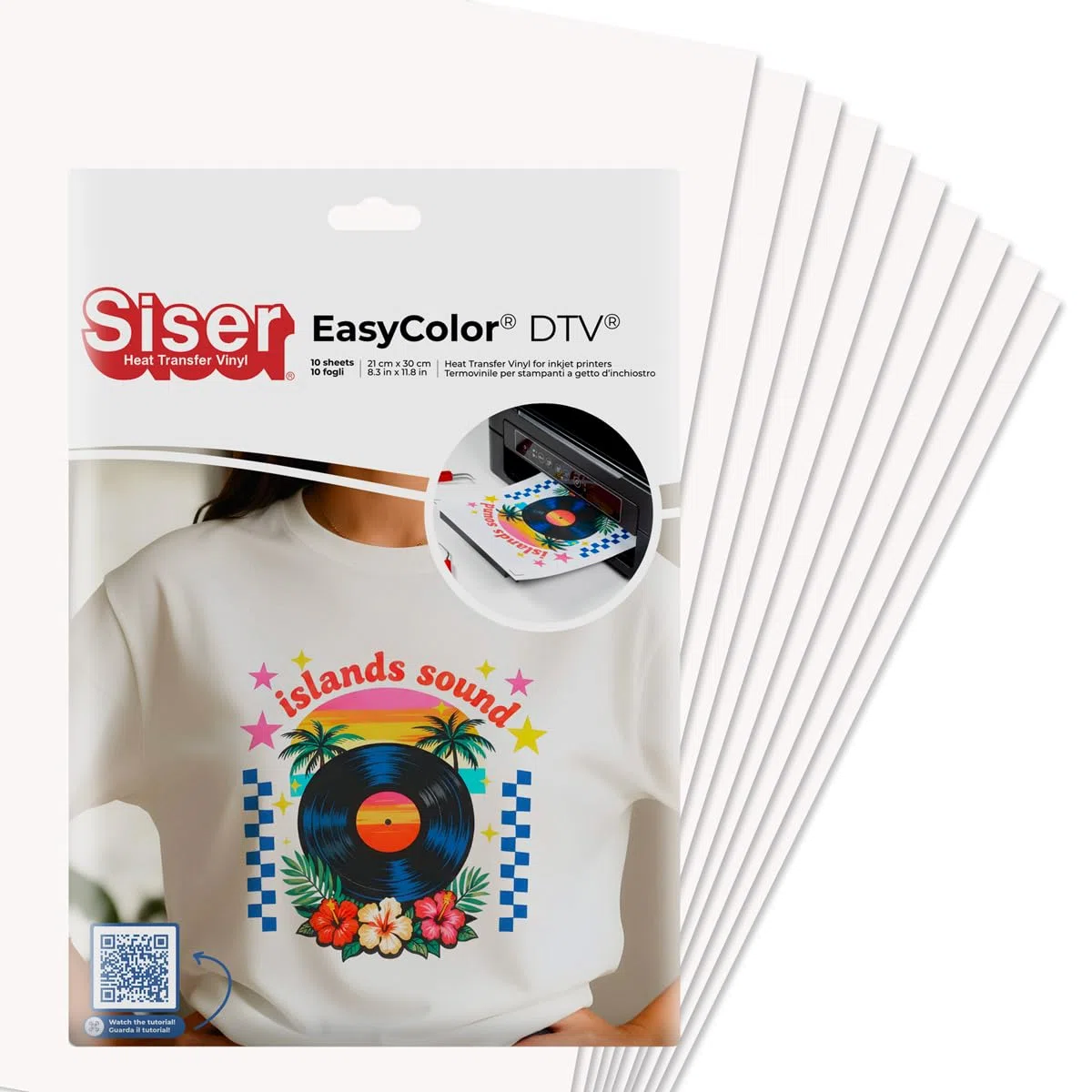 Siser Craft Pack Easy Color DTV - 10 Blatt A4-Thermovinyl-Set, kompatibel mit Tintenstrahldruckern, bedruckbares thermoklebendes Vinyl