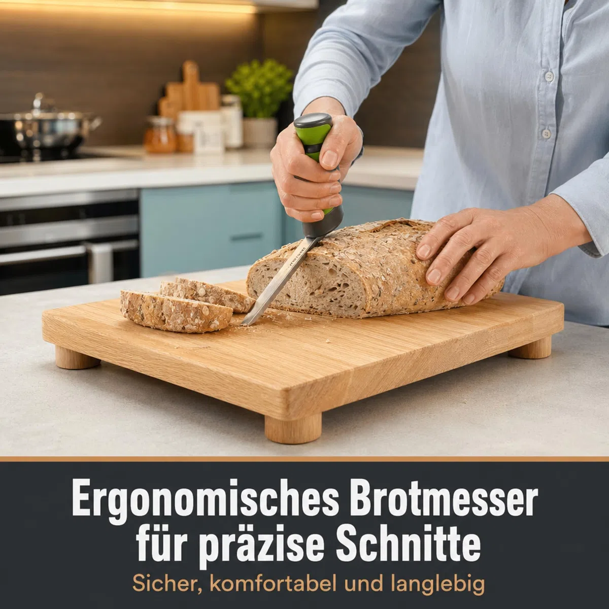 ATC Handels GmbH Ergonomisches Brotmesser – für präzises Schneiden – mit abgewinkeltem Griff