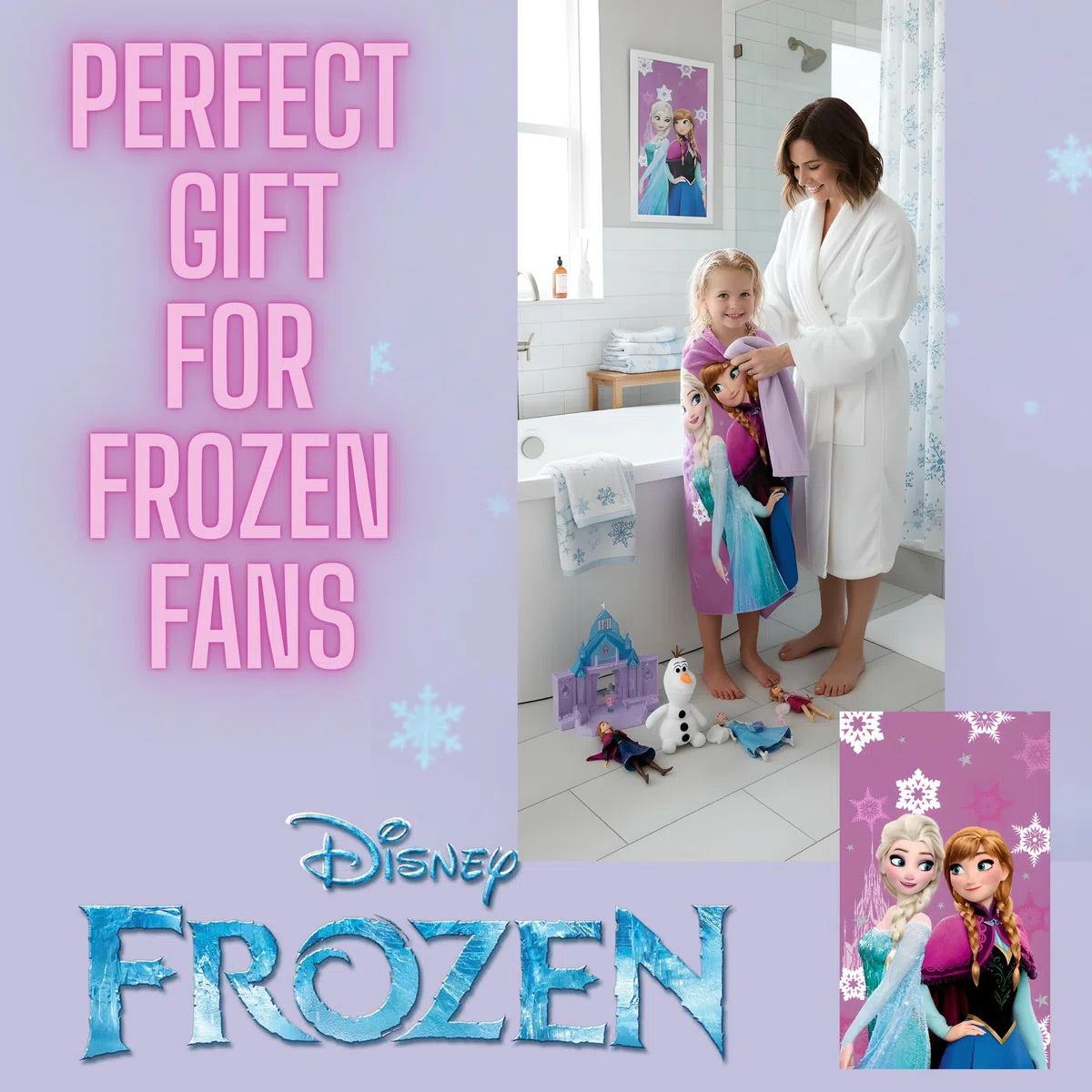 Disney Frozen Strand- und Badetuch 70 x 140 cm, 100% Baumwolle | Weiches und saugfähiges Bade- und Schwimmtuch für Kinder | Offizielles Frozen Anna & ELSA Handtuch | Ideal für Strand, Bad und Pool