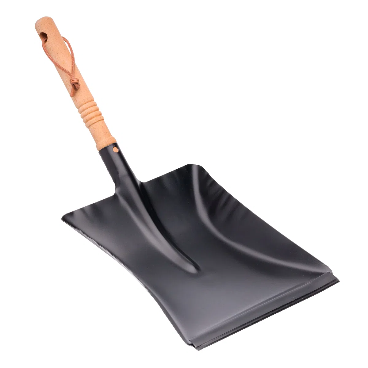 Redecker Kehrschaufel, schwarz, mit Gummilippe, geölter Buchenholzgriff, pulverbeschichtetes Metall, Größe: 45 cm