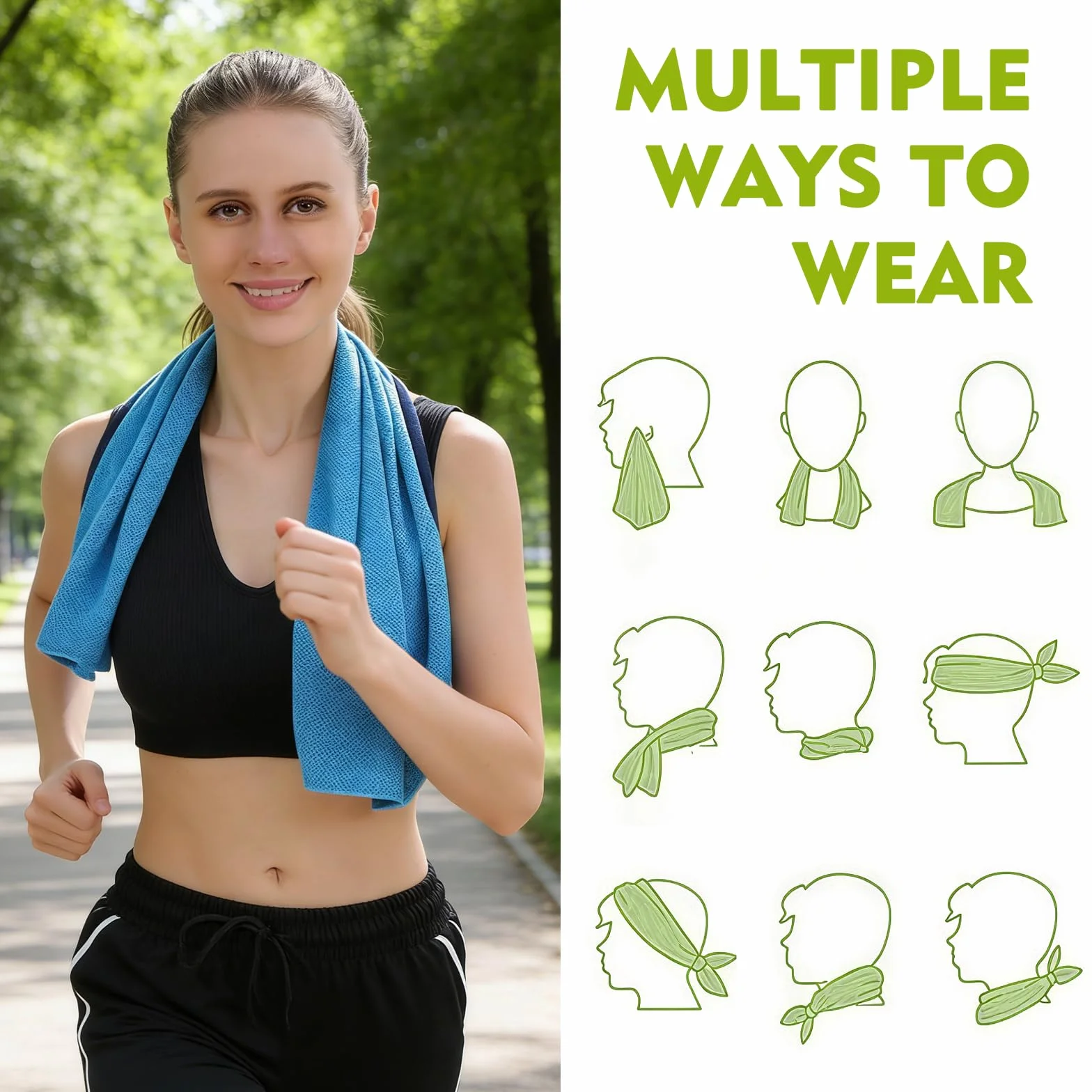 Kühlendes Handtuch 4er Set,Cooling Towel Mikrofaser Kühltuch Sporthandtuch Schnelltrocknend,Schnell kühlend mit Verdunstungskälte,Kühlhandtuch für Fitness Yoga Laufen Outdoor 30x90 cm mit Silikonhülle