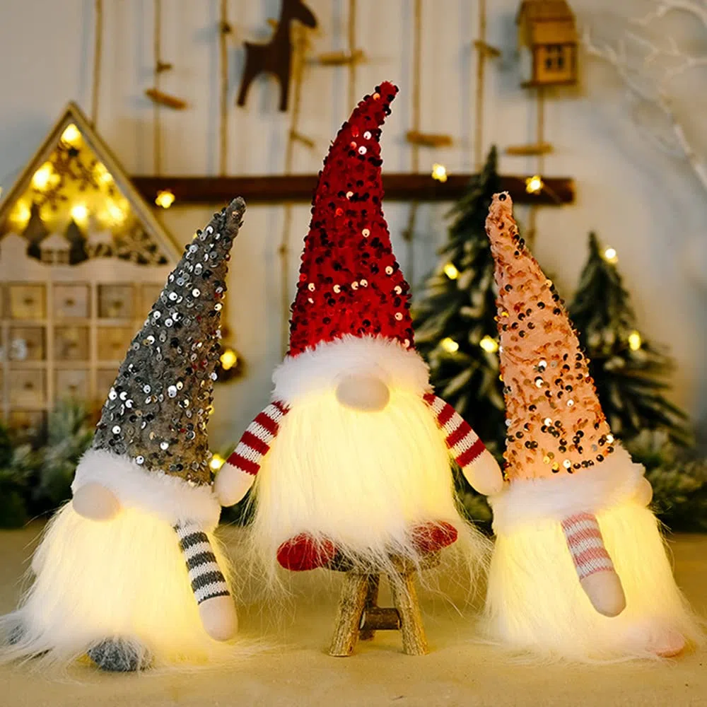 LED Weihnachtsdeko Innen Wichtel Beleuchtung, 3 Stück Weihnachten Deko Wichtel Weihnachtswichtel Figuren, Plüsch Weinachtsdekorationen Tisch Weihnachtsdeko Amerikanisch Christmas Wichtel Figuren