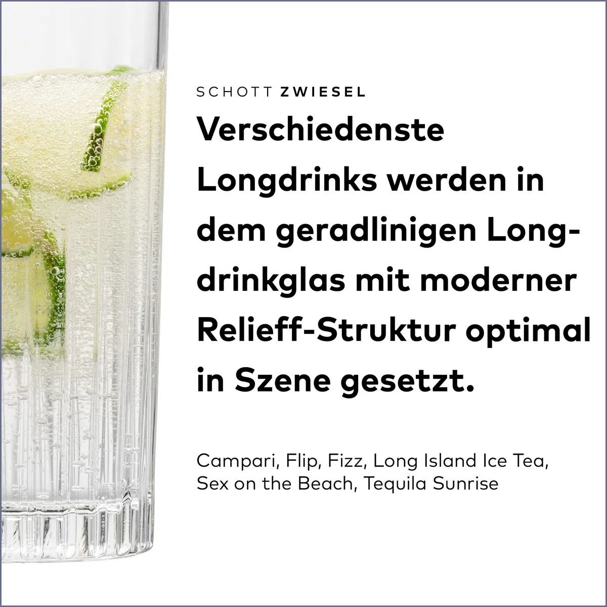 SCHOTT ZWIESEL Longdrinkglas Stage (4er-Set), Trinkglas für Longdrinks mit Relieff, spülmaschinenfeste Kristallgläser (Art.-Nr. 121880), Kristall