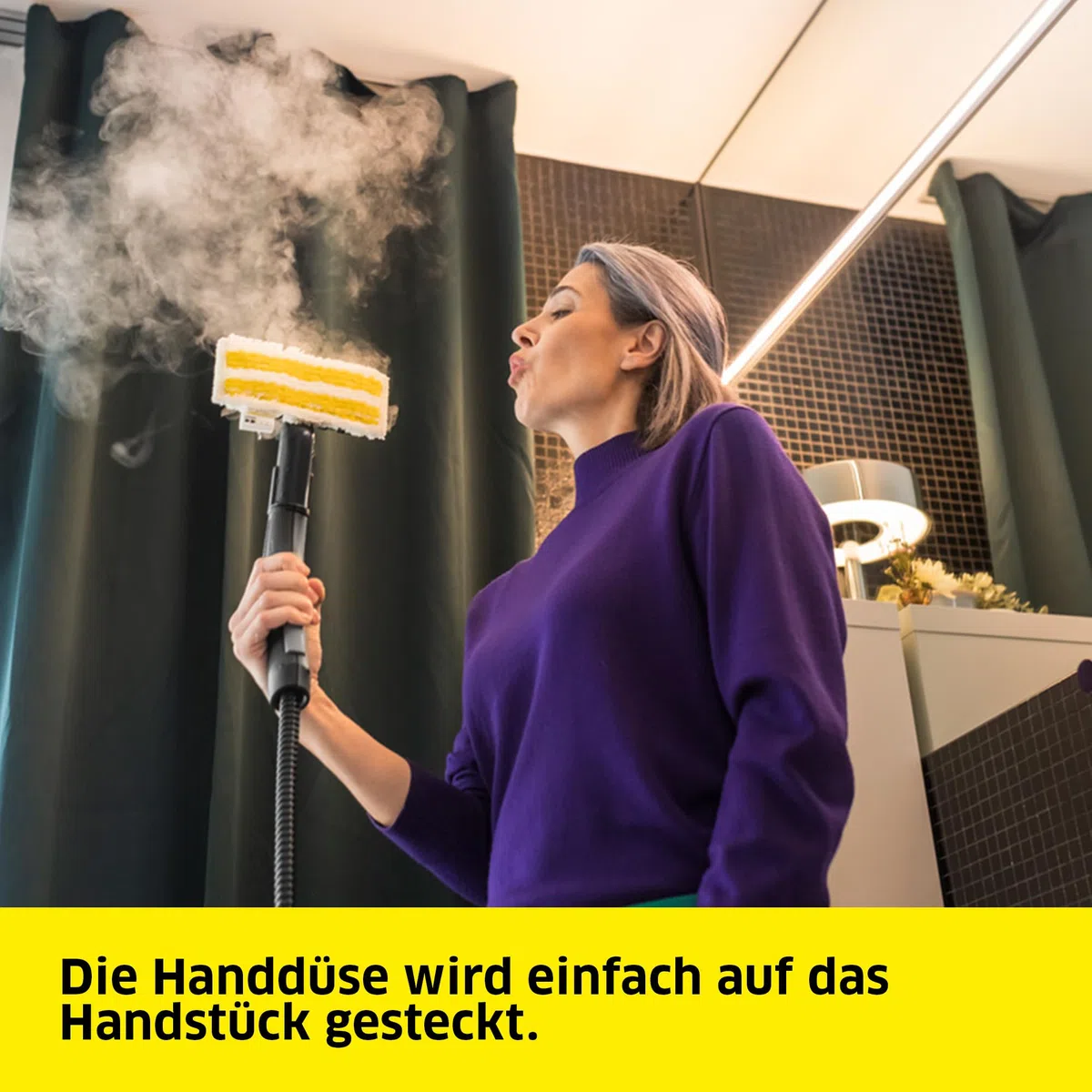 Kärcher Flexibles Handdüsenset mit flexibler Handdüse und passendem Feinstfasertuch für die effektive Reinigung gerader und gewölbter Flächen, Original-Zubehör für die Kärcher Dampfreiniger