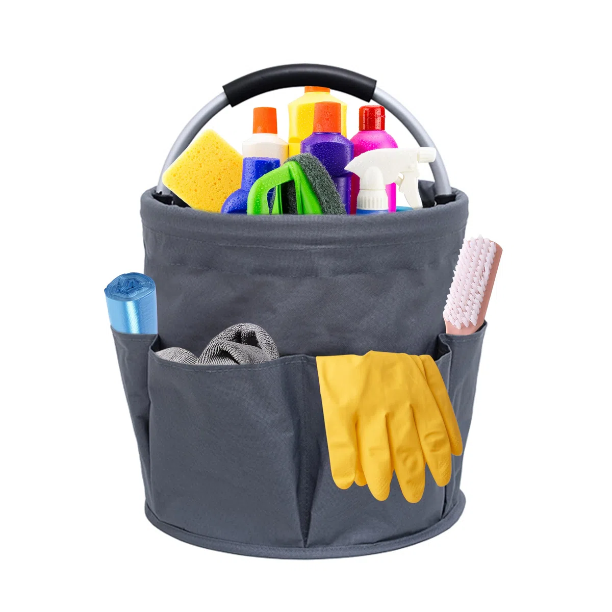Putzmittel Organizer, Reinigungskorb Mit Griff, Gartentasche Mit 6 Taschen, Foldable Waterproof 17L Cleaning Caddy Für Innenbereich,Garten,Badezimmer
