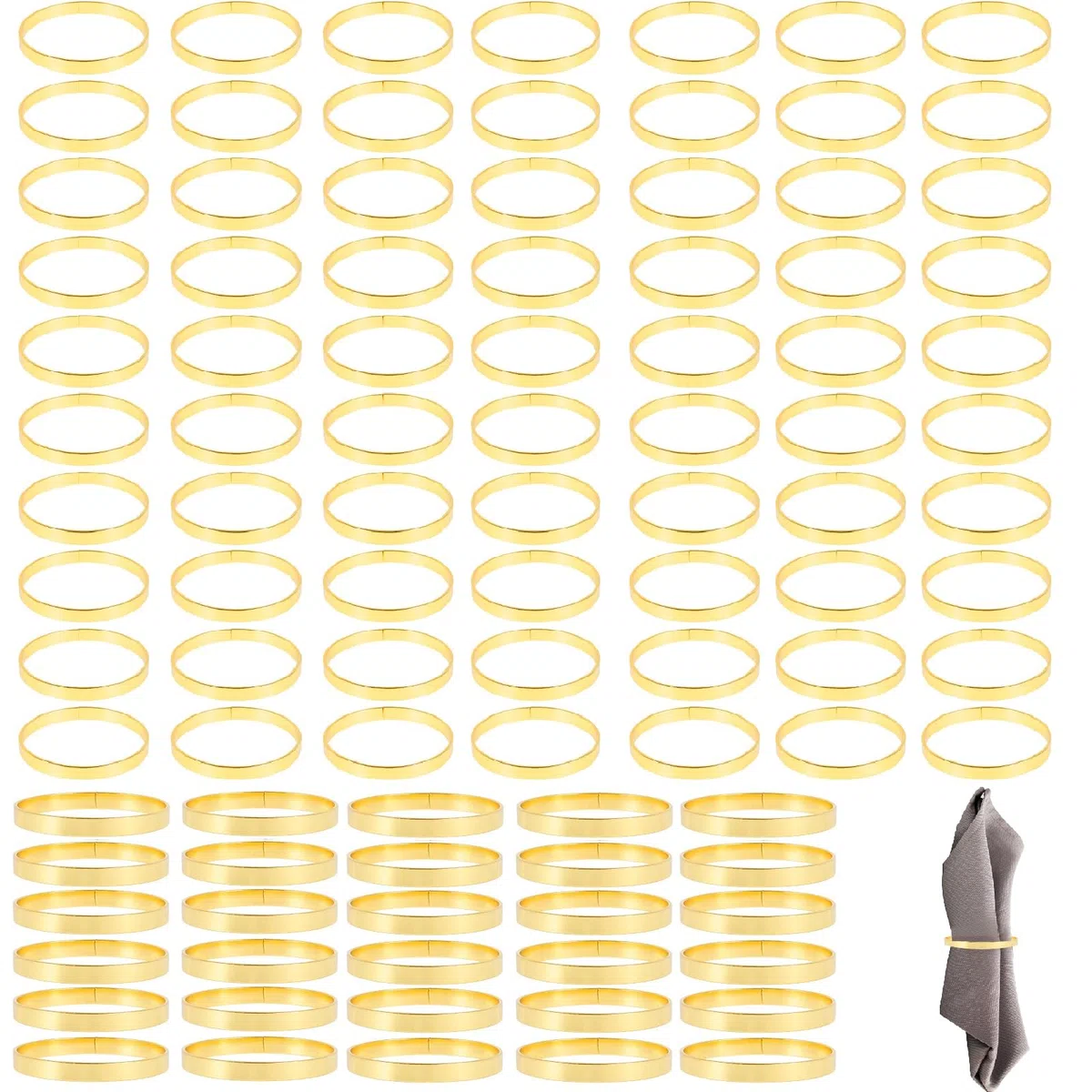 100 Stück Serviettenringe Gold,Elegante Metall Serviettenring,Napkin Rings,Serviettenschnallen,Servietten Ringe für Weihnachten,Thanksgiving,Hochzeit,Bankett,Partys(A,100PCS)