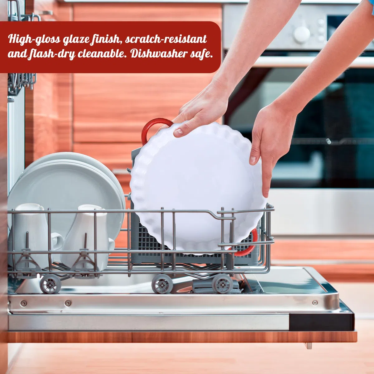 Tiefe Keramik-Kuchenform mit Griffen,Runde Tarteform aus Keramik,Quicheform,26 x 20 x 4cm Auflaufform Rund,Kratz- und Schnittfest Ideal für Pie Backen Quiche Pizza Muffin