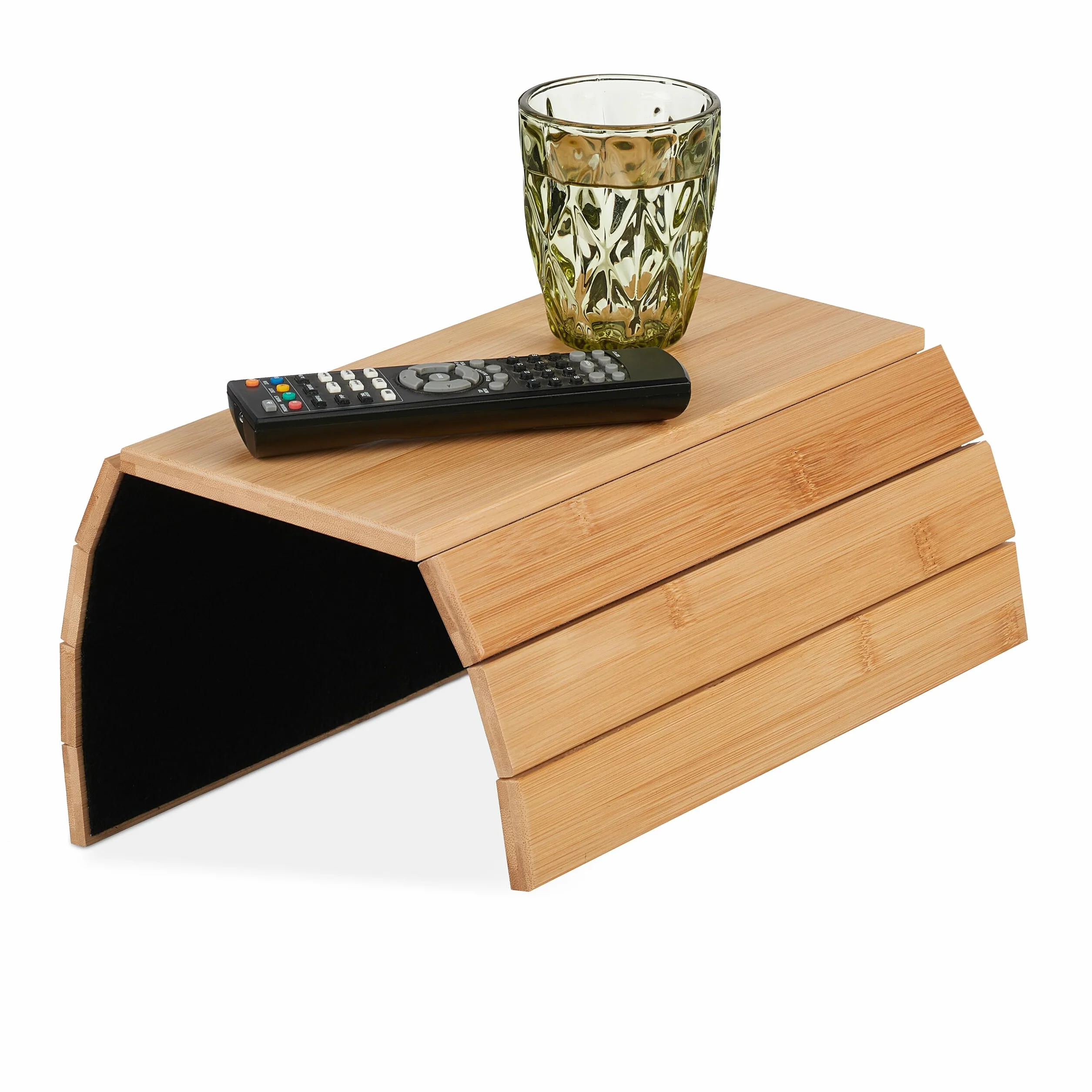 Relaxdays Sofatablett Armlehne, Bambus, Armlehnentisch für Couch und Sofa, BxT: 43,5 x 33 cm, Sofaablage Getränke, Natur