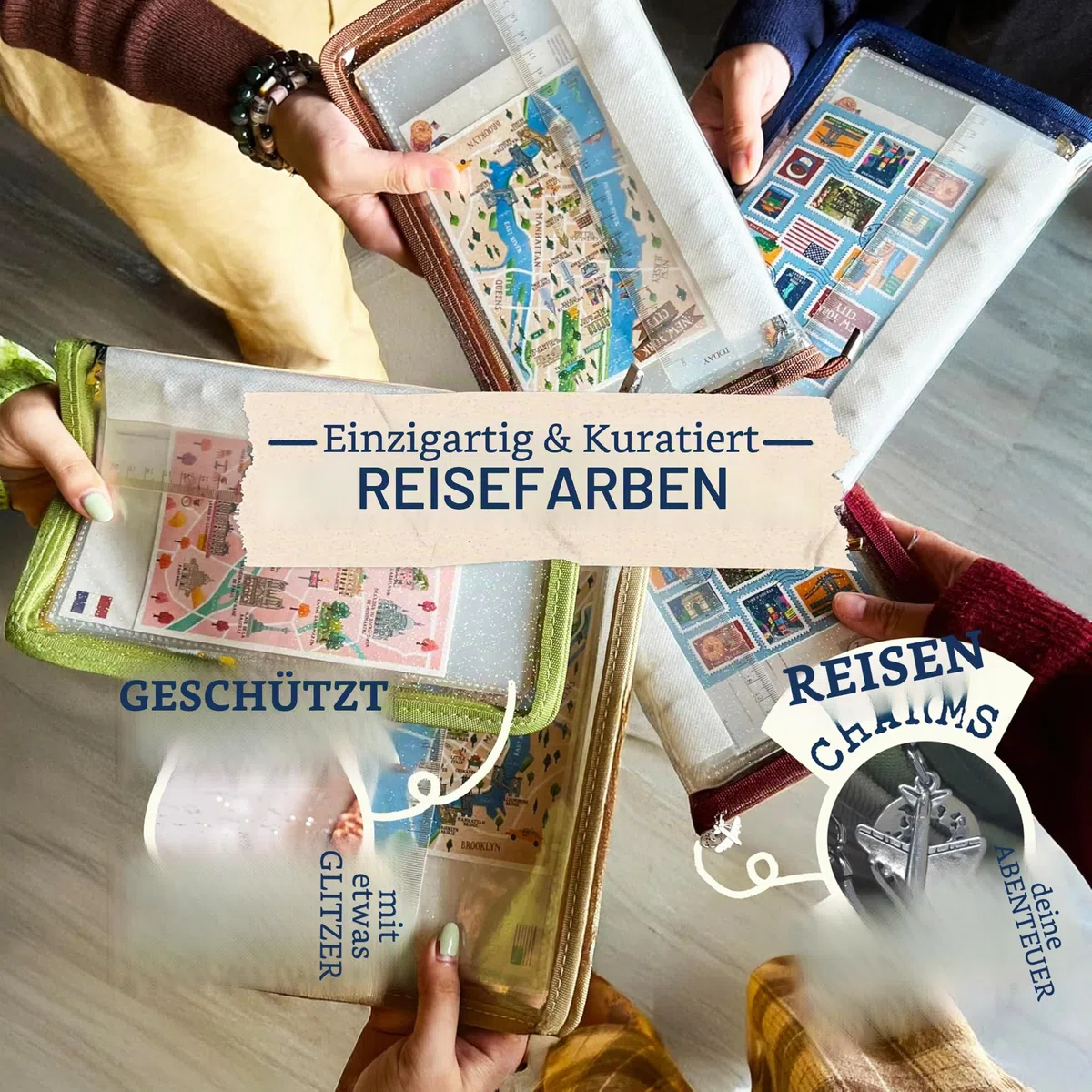 Navy Peony Wander Keeper schmaler Schreibwarenordner (Toskanisches Olivgrün) - Hüllen in halber A5-Breite, kuratierte Reisefarben, tragbarer Organizer mit Reißverschluss,Für Sticker & Fotokarten