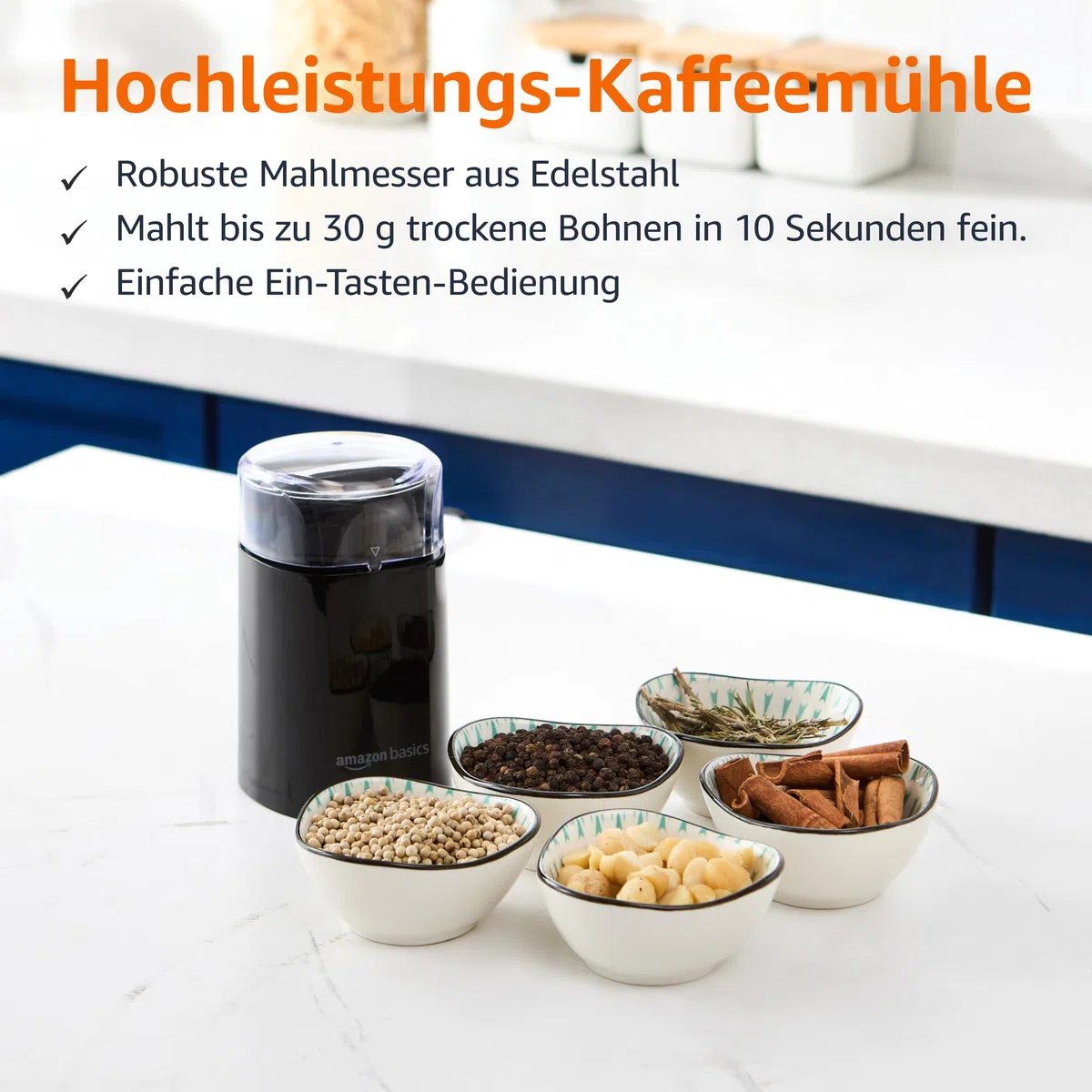 Amazon Basics Elektrische Kaffeemühle, schwarz