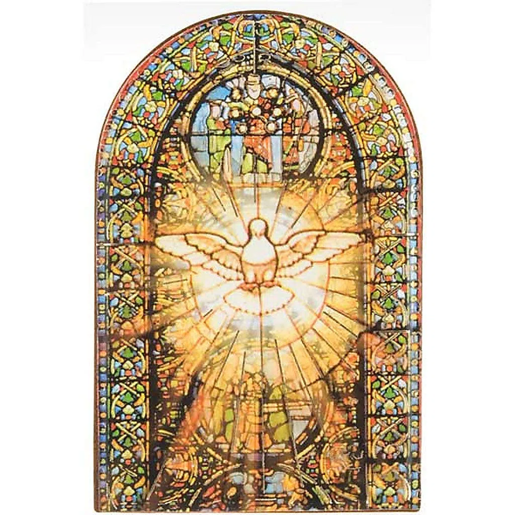 Holyart Poster und Bilder: Druckbild Heiliger Geist abgerundet buntes Glasfenster